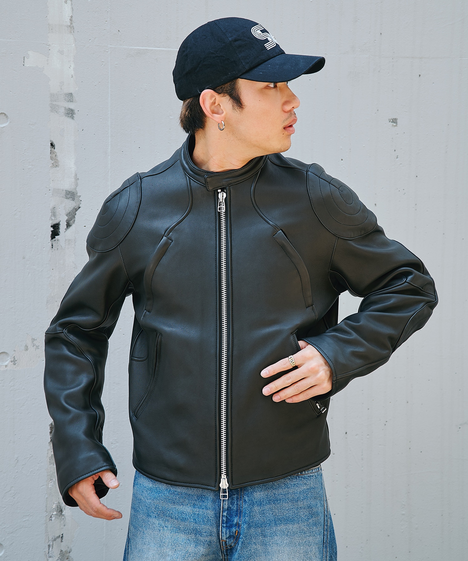 LEATHER MOTORCYCLE JACKET NVRFRGT