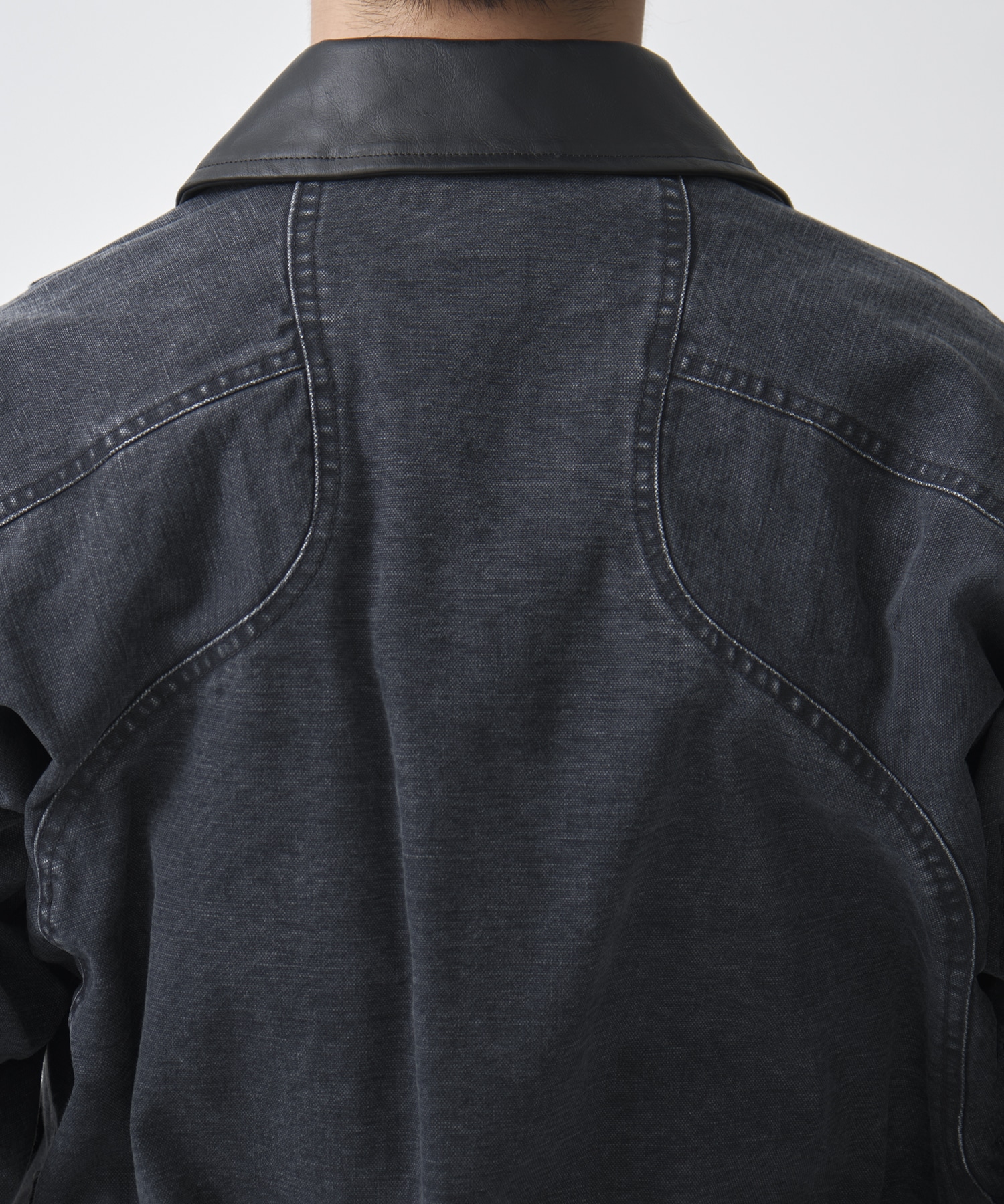 別注 Leather collar utility jacket NVRFRGT