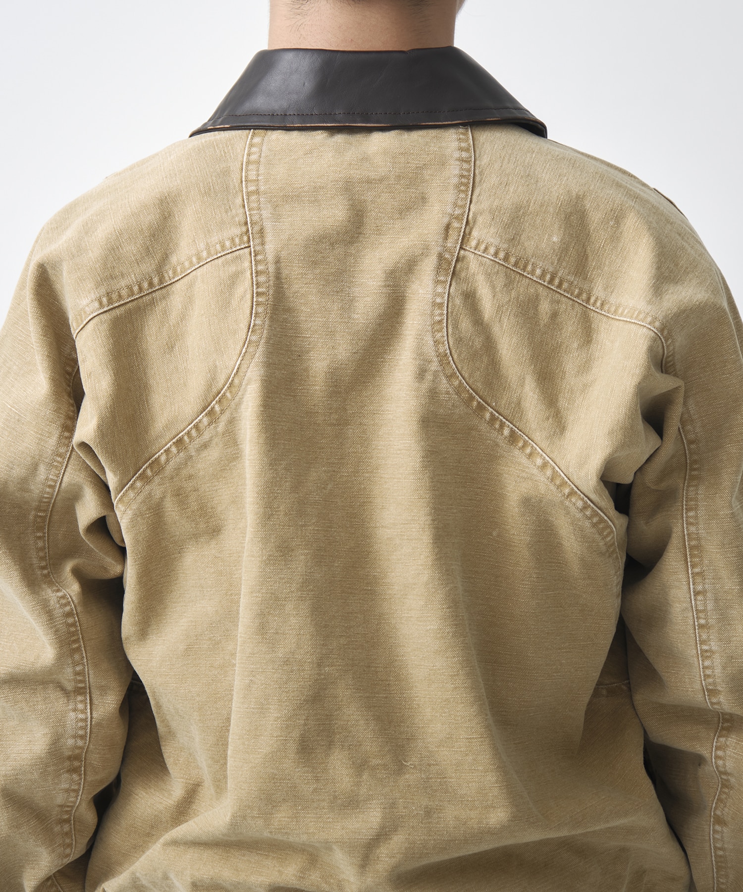 別注 Leather collar utility jacket NVRFRGT