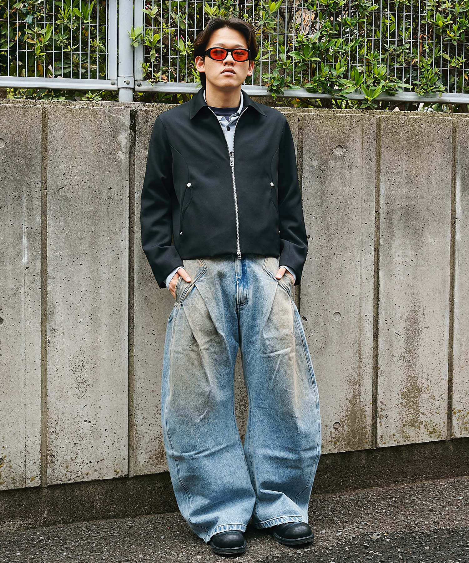 distressed curve denim CONZ