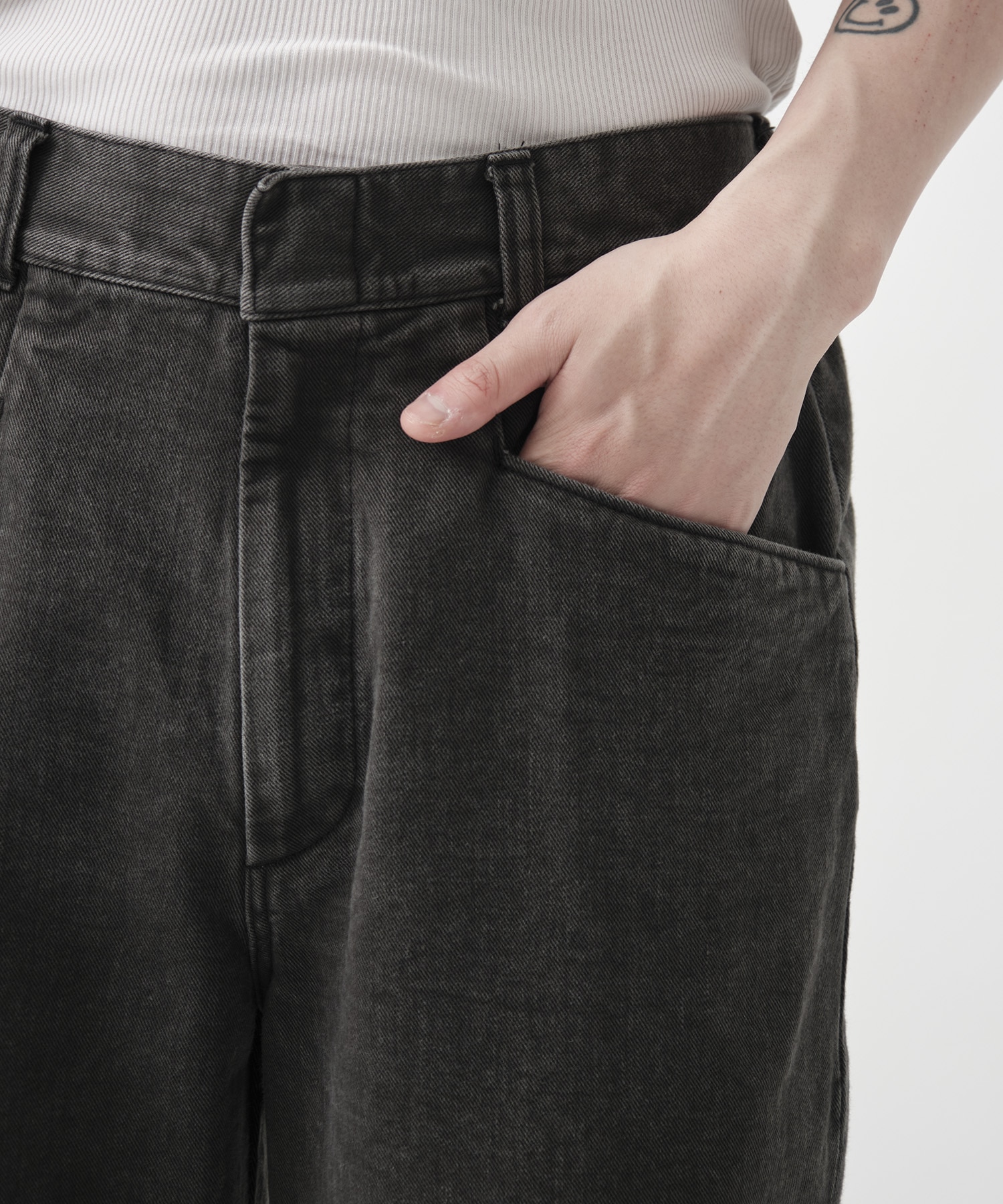 Color Denim Square Leg Easy Trousers 
