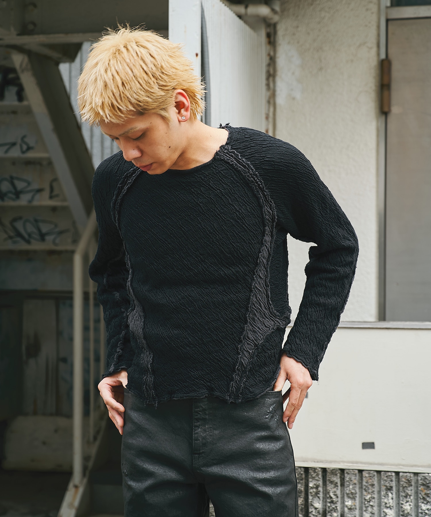 復刻別注 PANELED LONG SLEEVE T SHIRT NVRFRGT