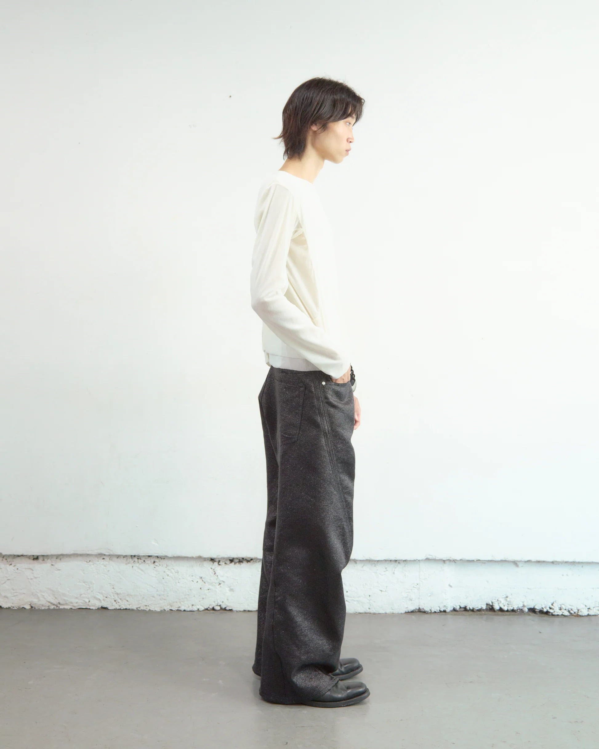 GLITTER TWILL 3D TWISTED WIDE LEG 5P PANTS NVRFRGT