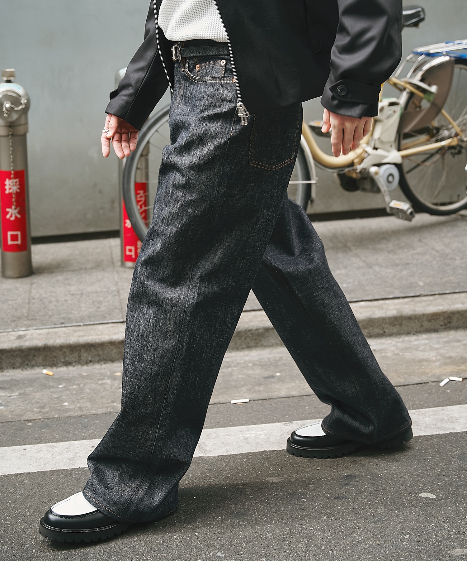 MODERN DENIM PANTS WIDE CUT SUGARHILL