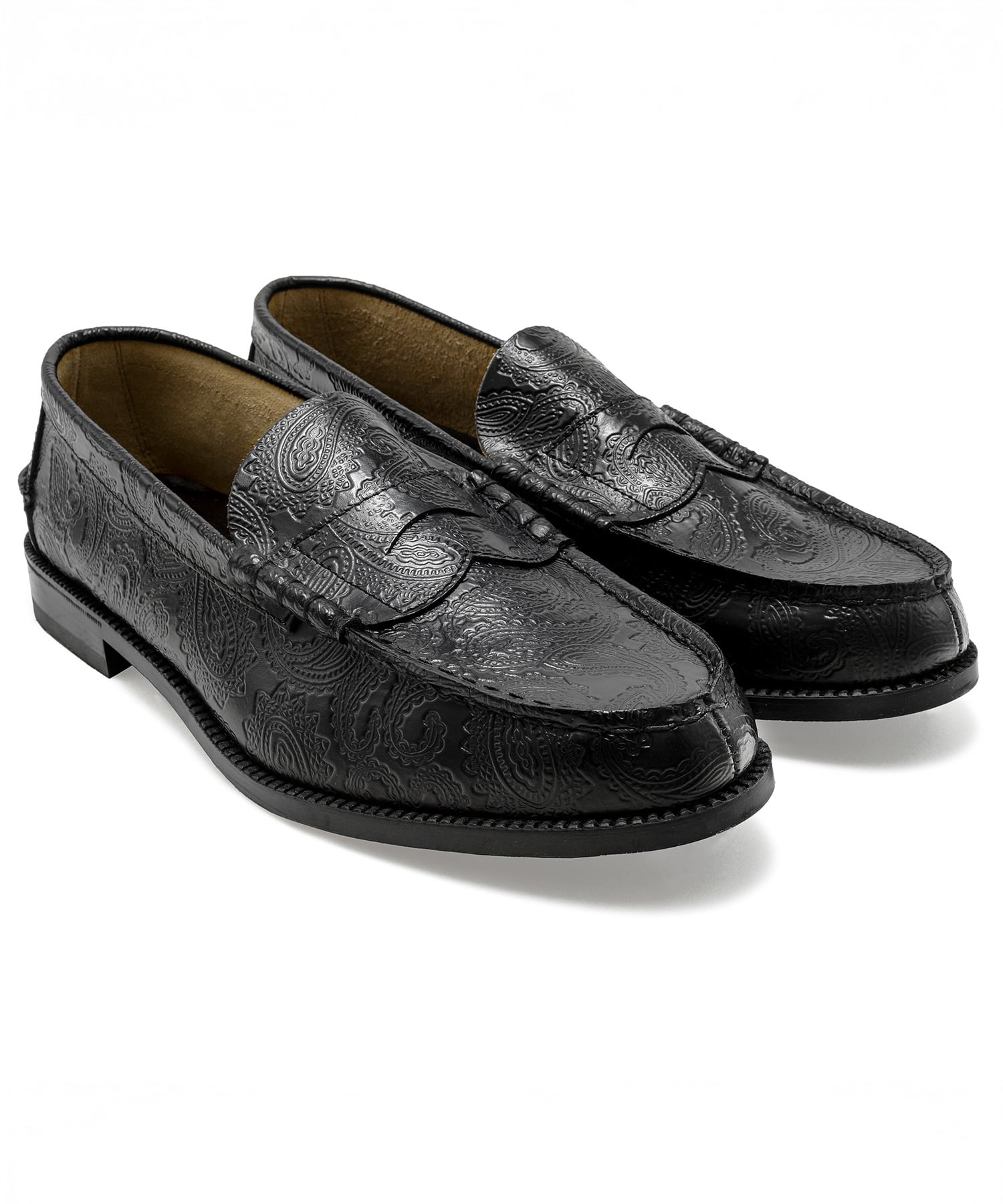 EMBOSSED LOAFERS BLACK PAISLEY The Kenford FINESHOES