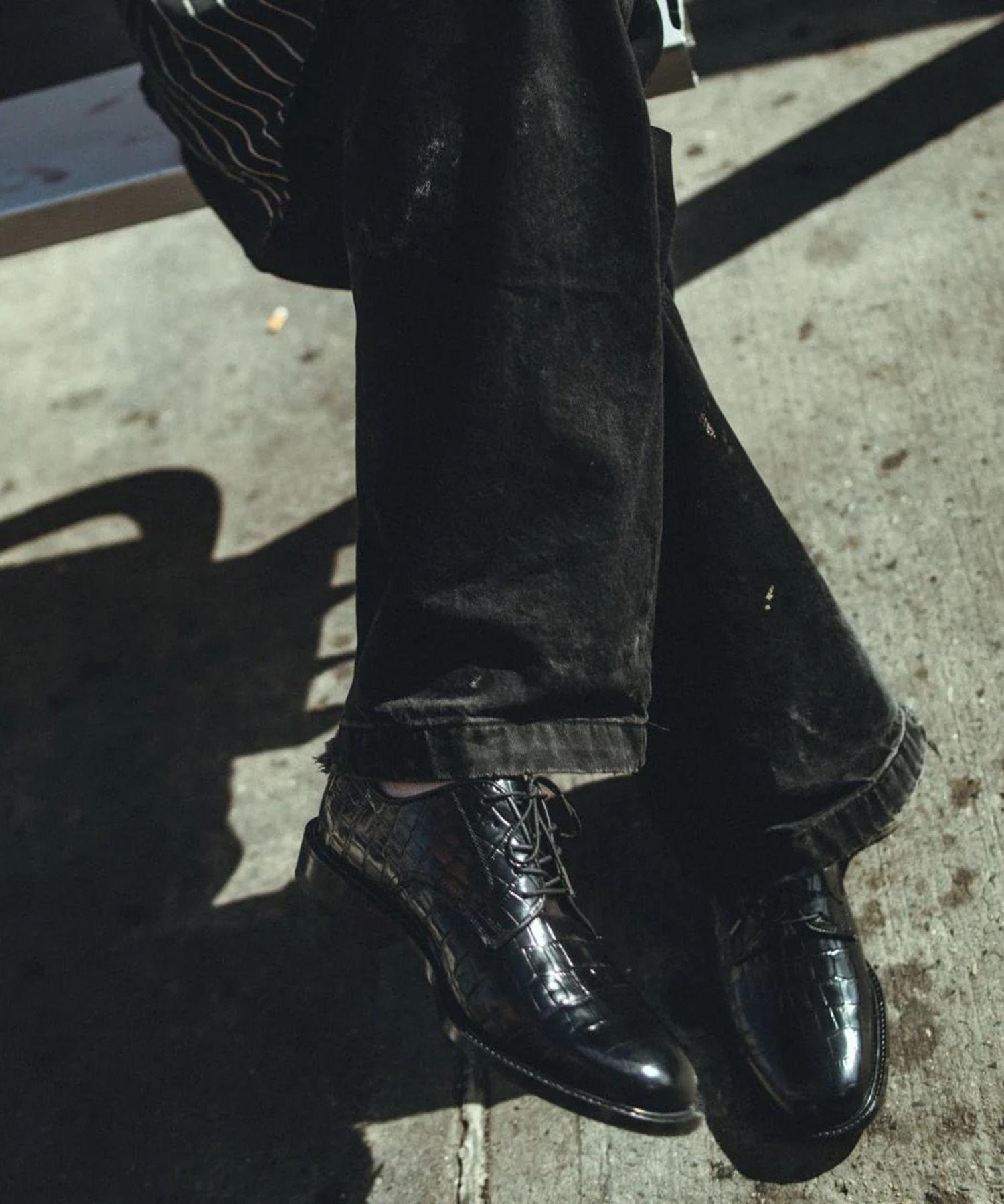 CLASSIC PLAIN TOE　　BLACK CROCODILE The Kenford FINESHOES