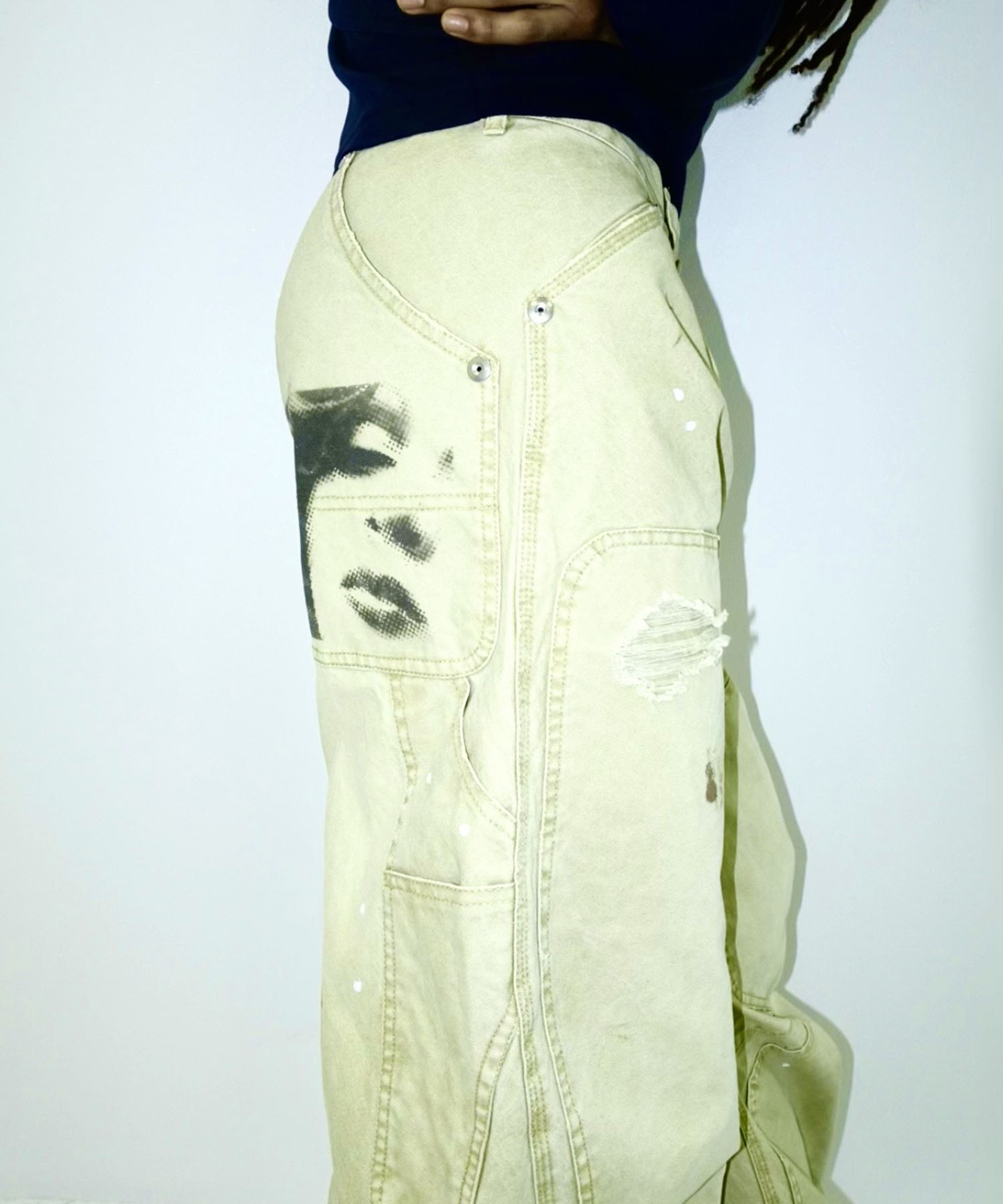KOWGA×duck double knee curved pants CONZ