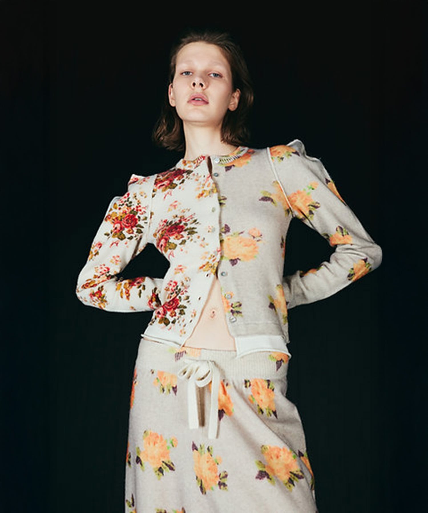 dual-tone bloom cardigan OPEN SESAME CLUB
