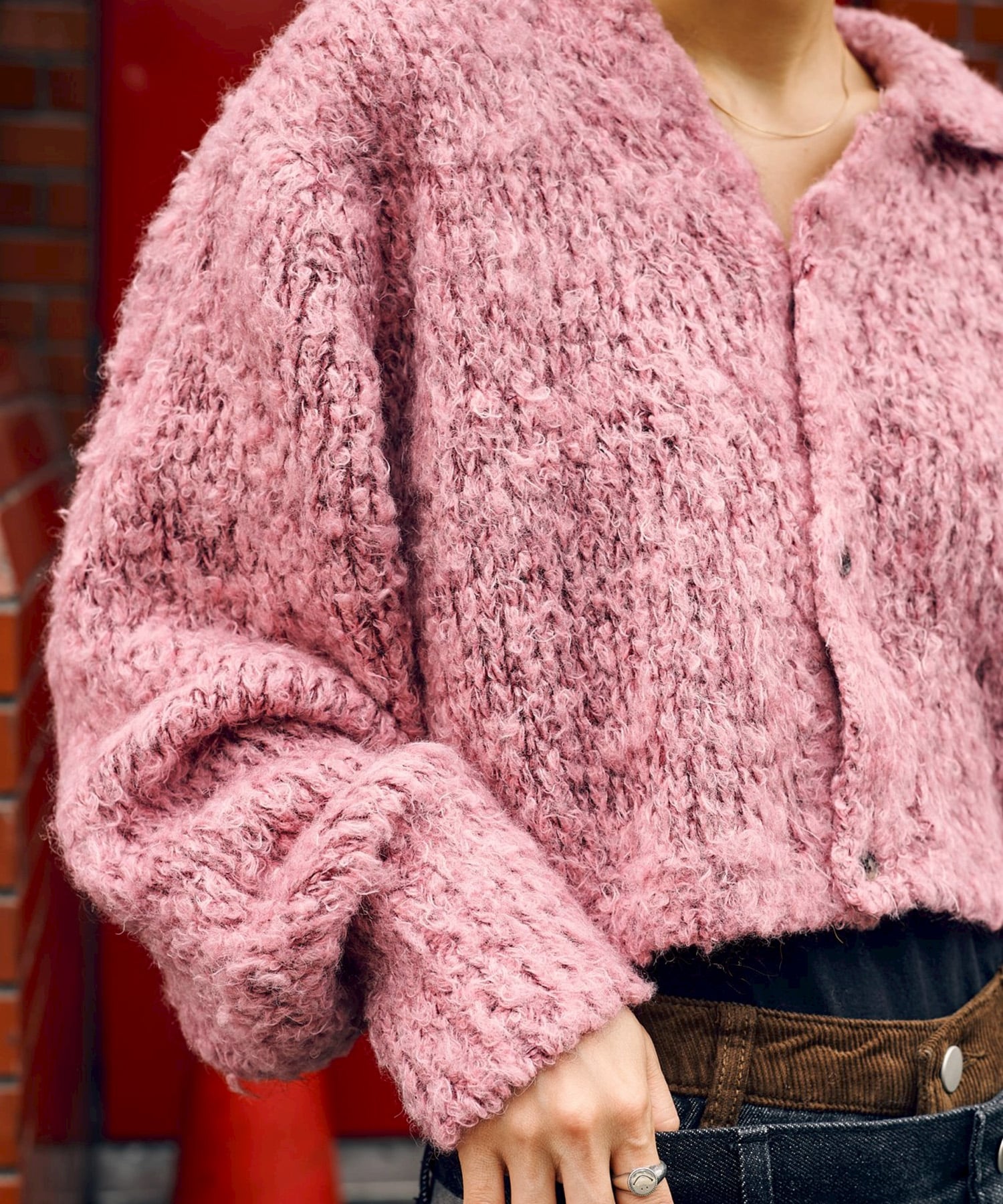 MIX FUR MOLE KNIT SKIPPER CARDIGAN ANTHEM A