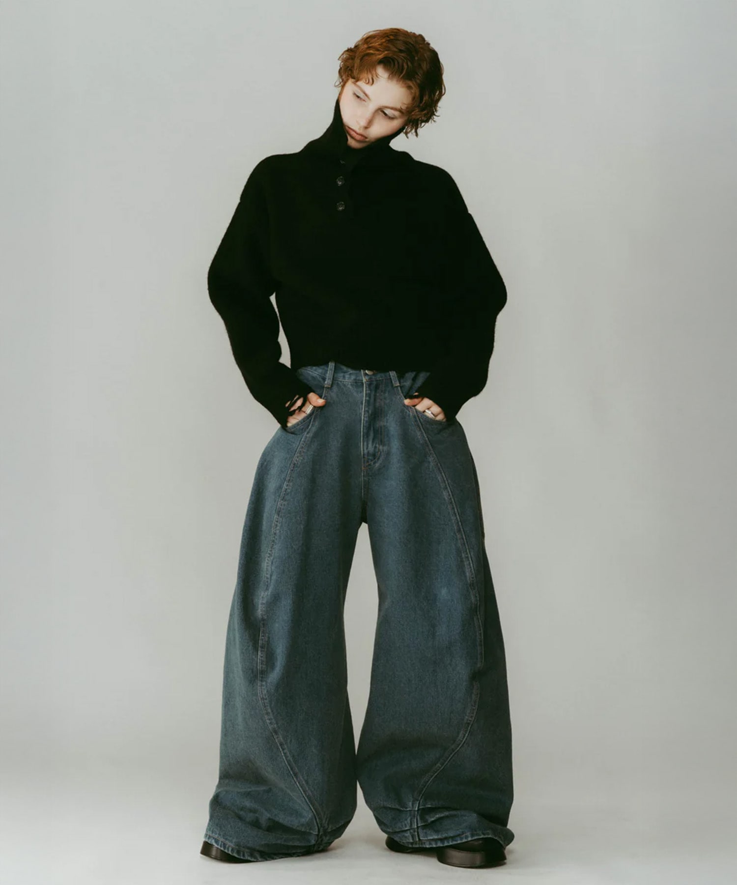 tuck design denim pants Knuth Marf