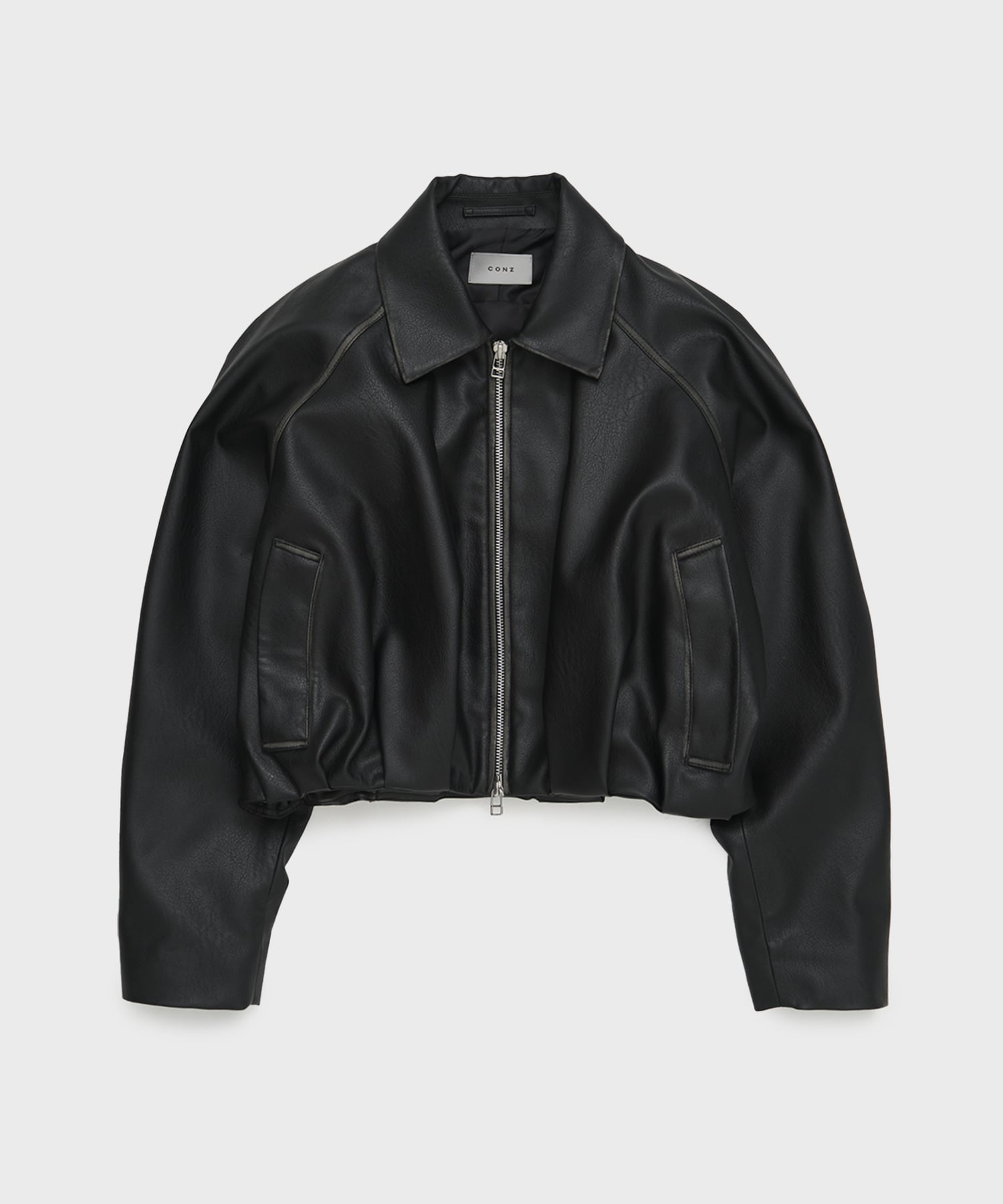 BALLOON LEATHER ZIP UP JACKET CONZ