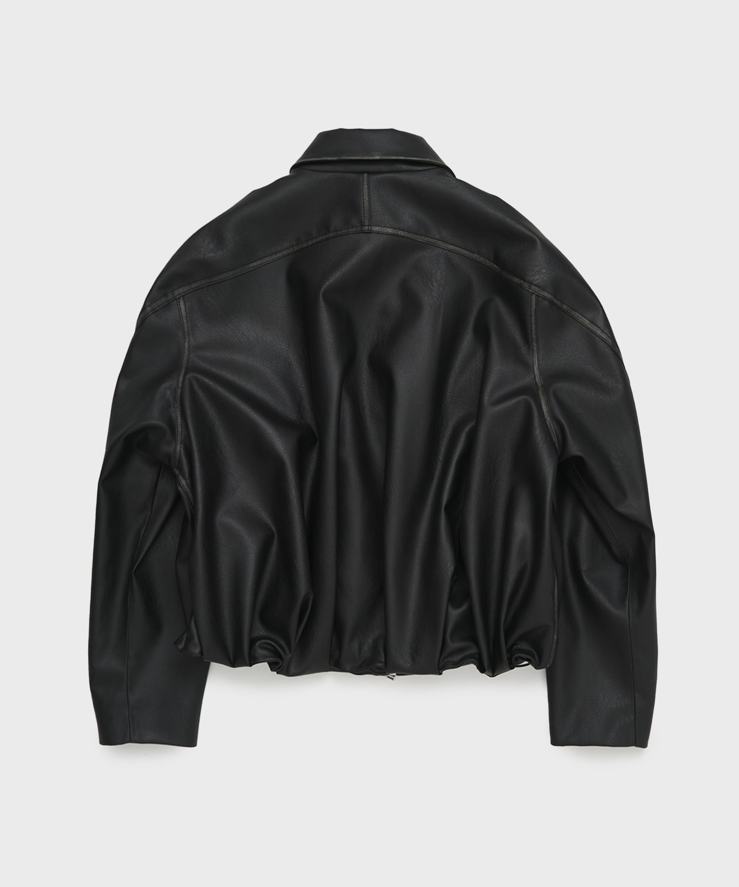 BALLOON LEATHER ZIP UP JACKET CONZ