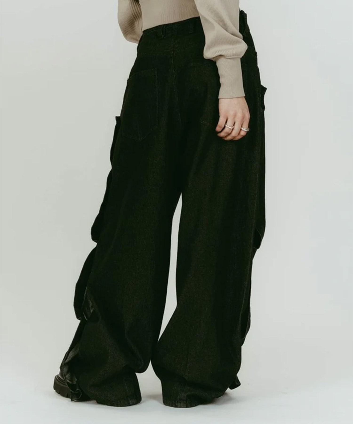 cling drape denim pants(unisex) Knuth Marf