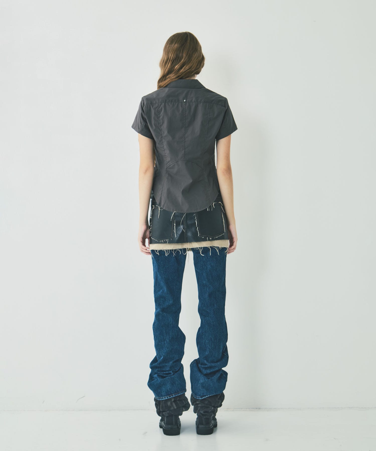 fitted zip up shirt short sleeve CONZ