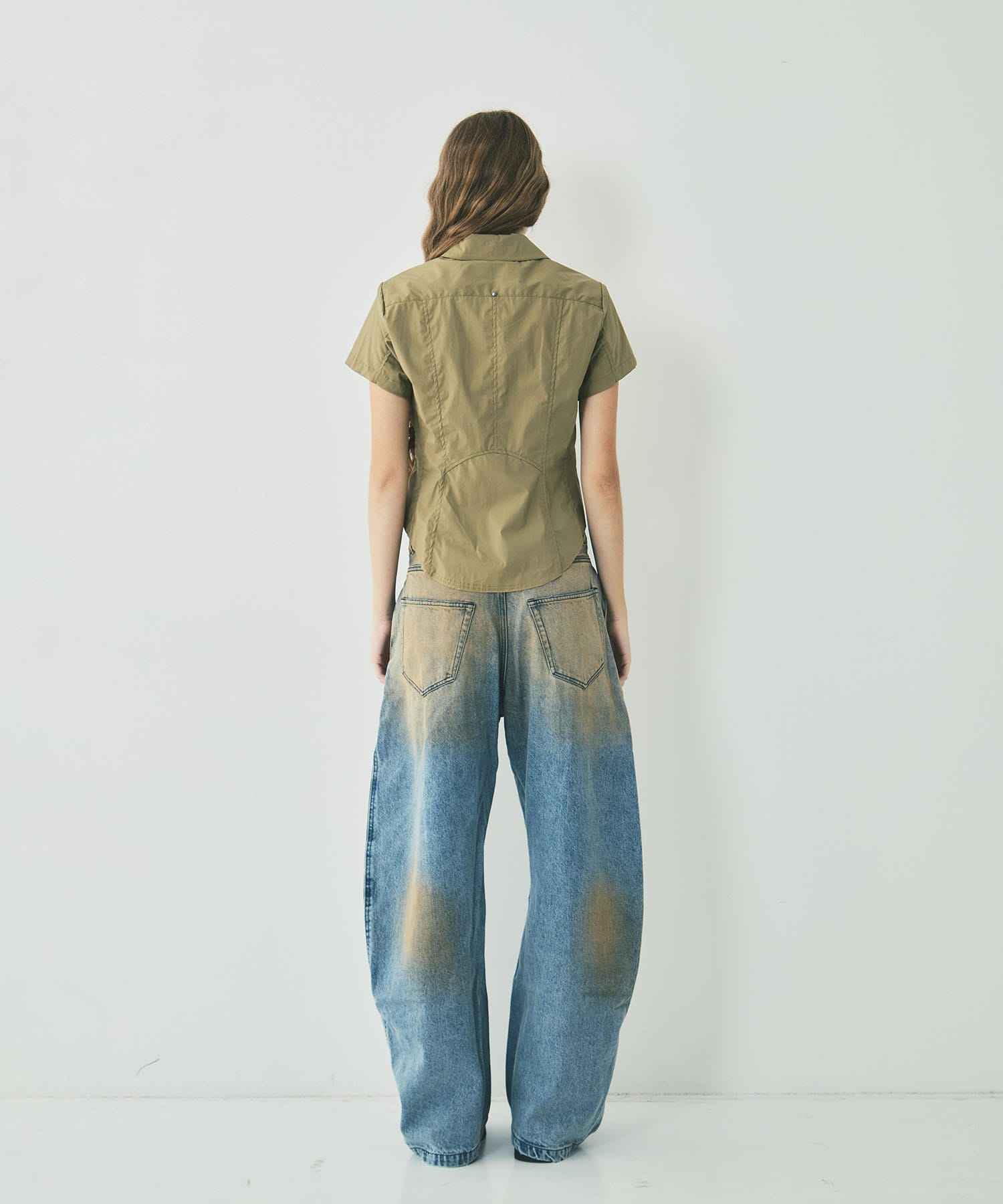 fitted zip up shirt short sleeve CONZ