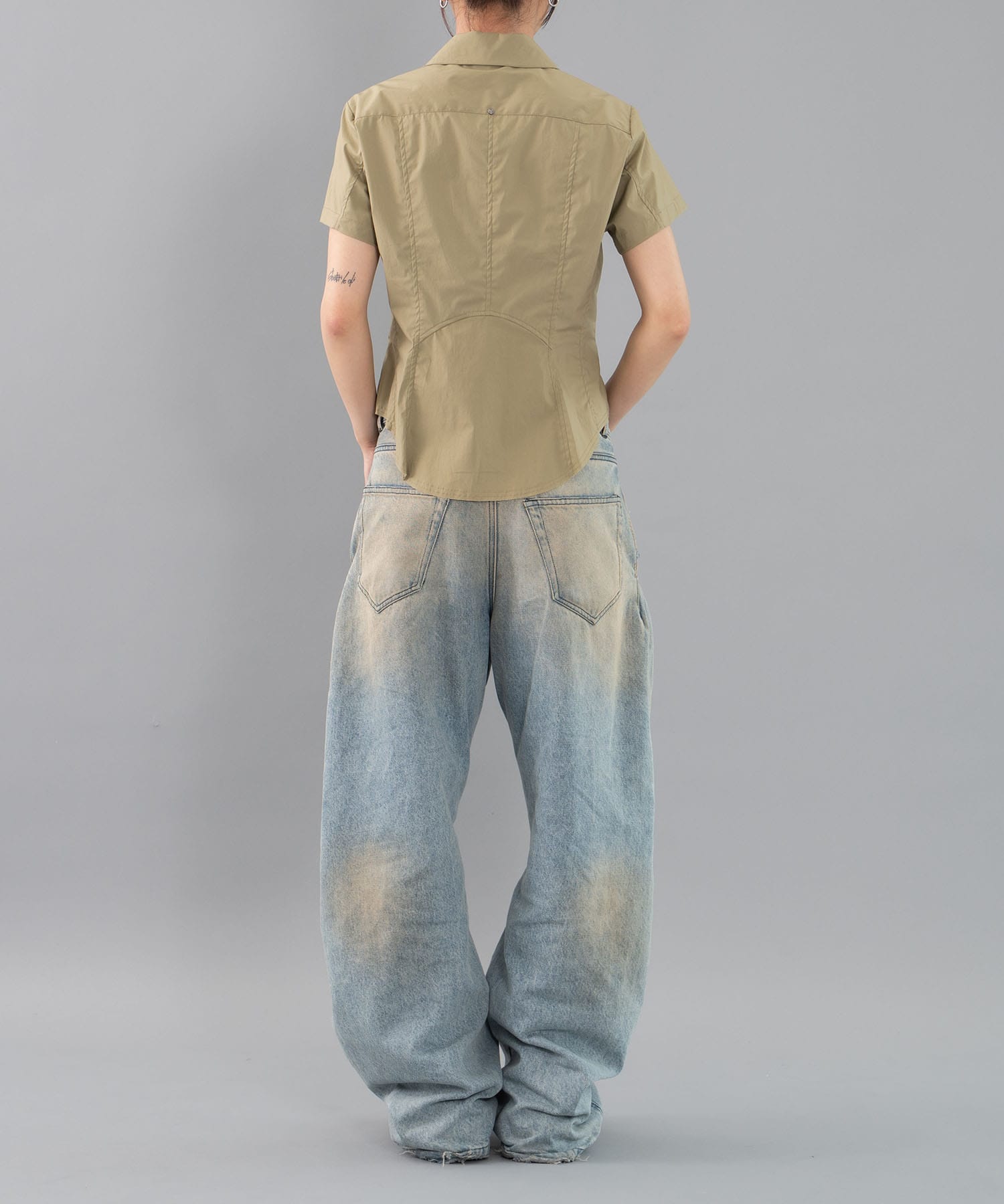 fitted zip up shirt short sleeve CONZ