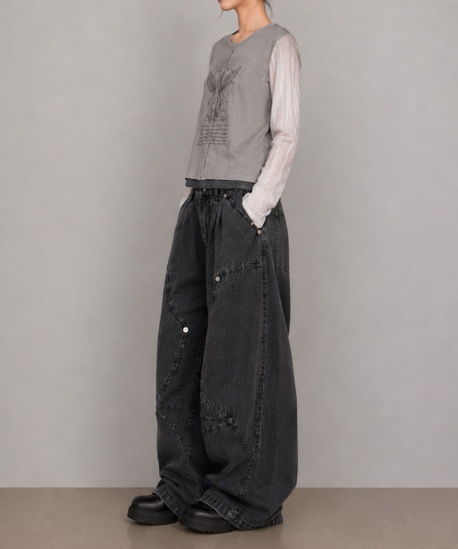ANGEL DIAGRAM LAYERED CARDIGAN MASU