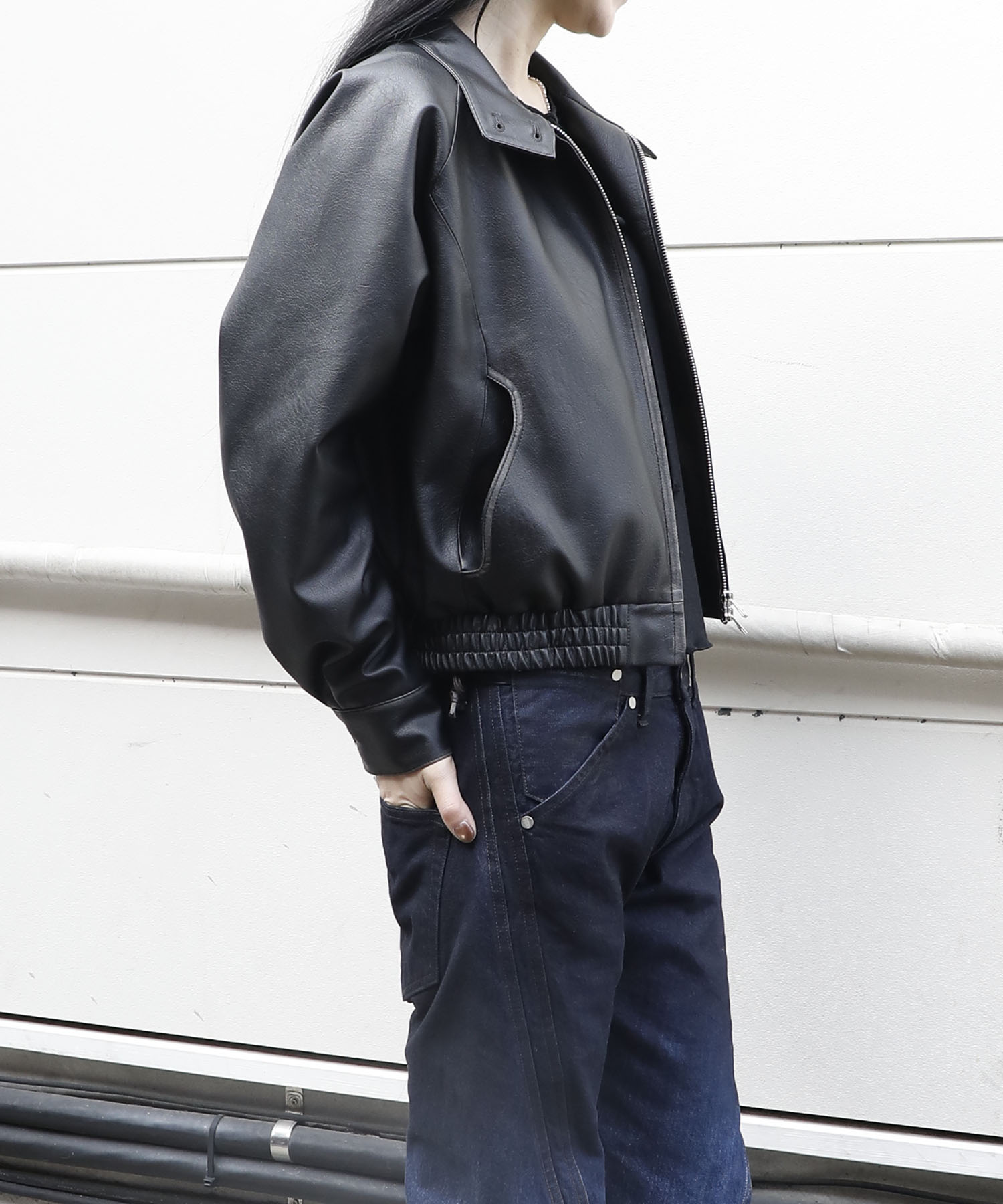 harrington jacket vintage faux leather CONZ