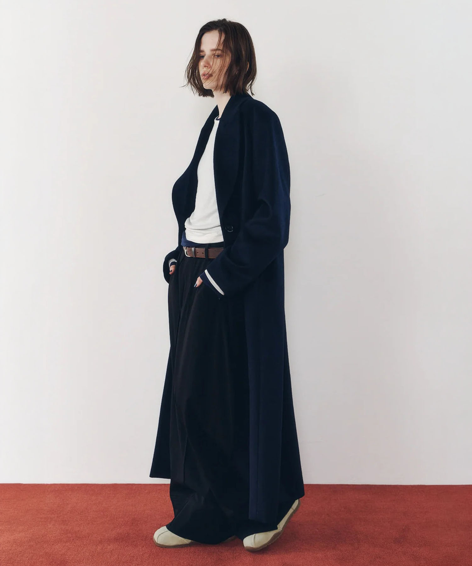 single-breasted long coat/navy Knuth Marf