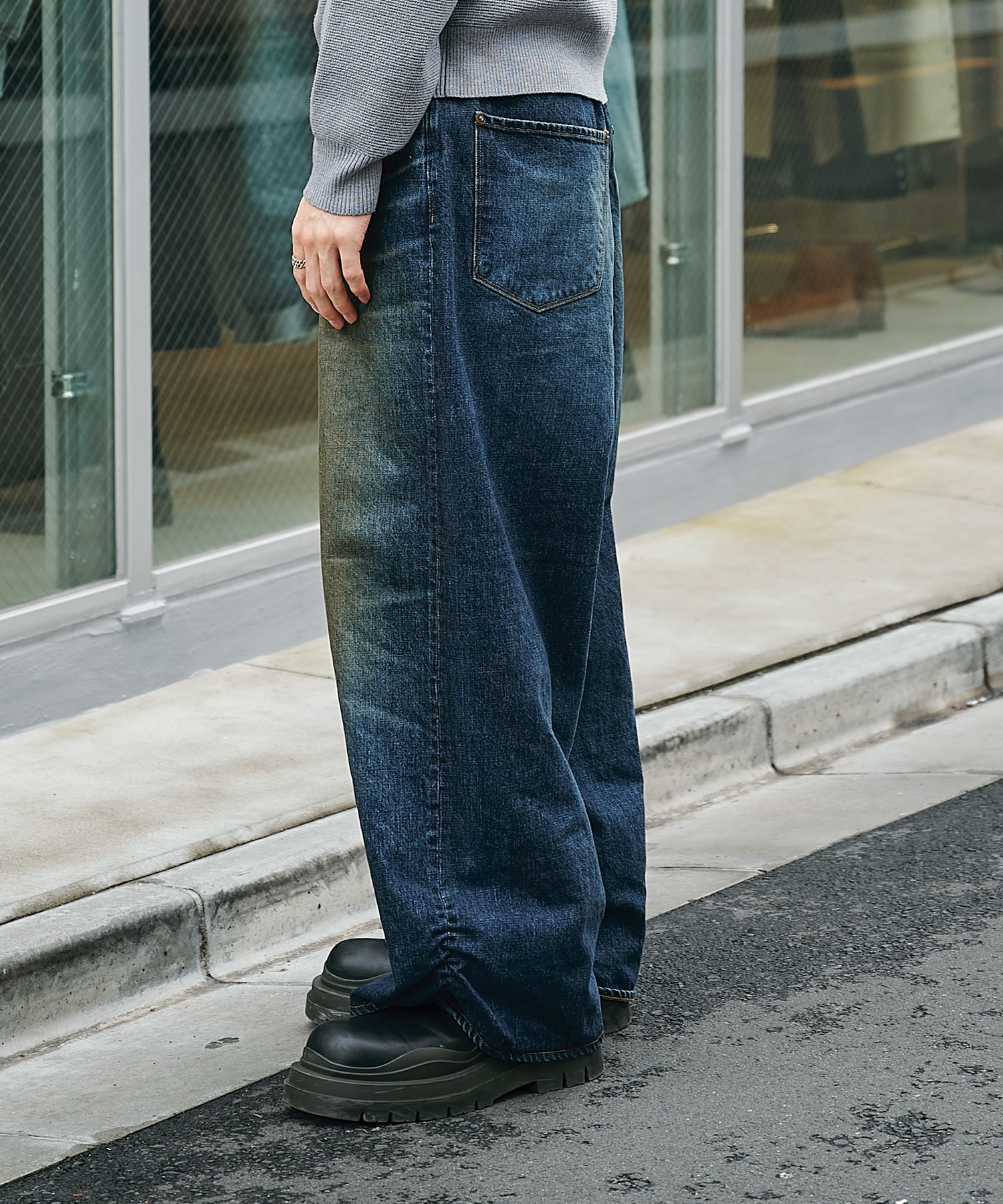 FRESH MAN DENIM WIDE PANTS USED refomed