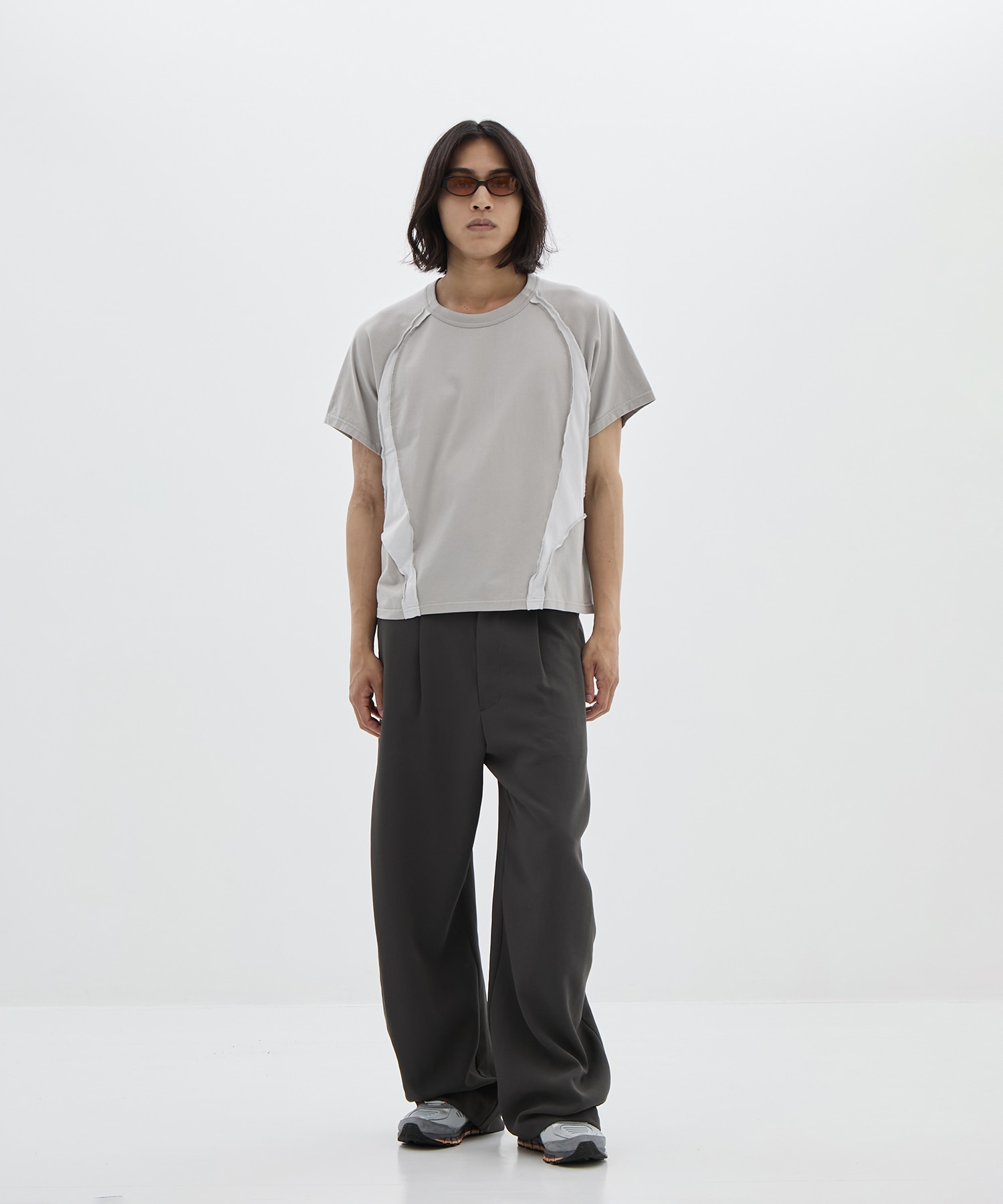 別注 PANELED HALF SLEEVE T-SHIRT NVRFRGT