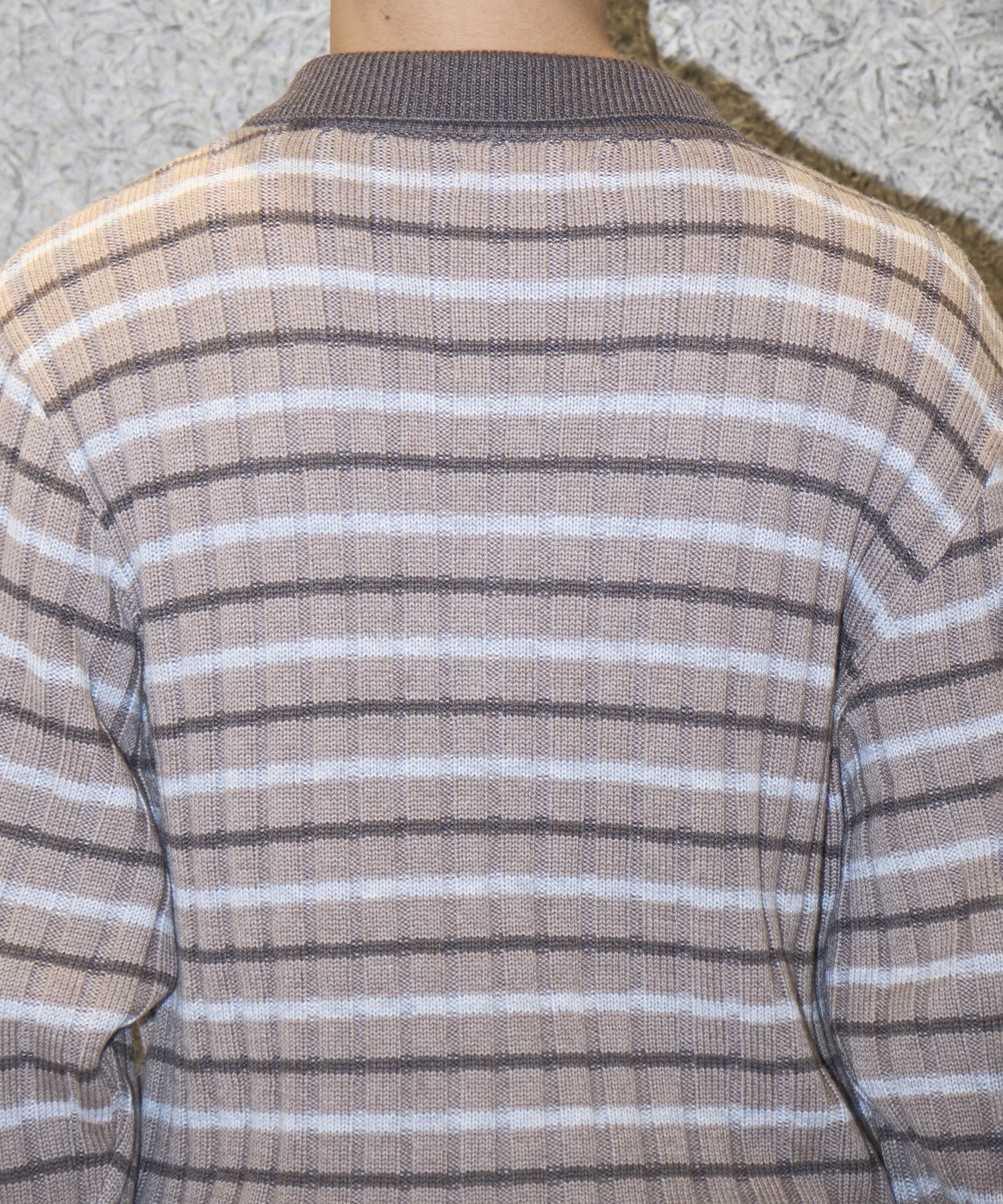 RIBBED KNIT POLO SHIRT RICE NINE TEN