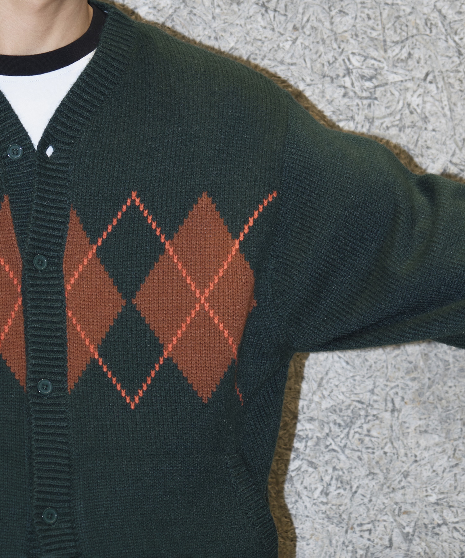 ARGYLE CARDIGAN RICE NINE TEN