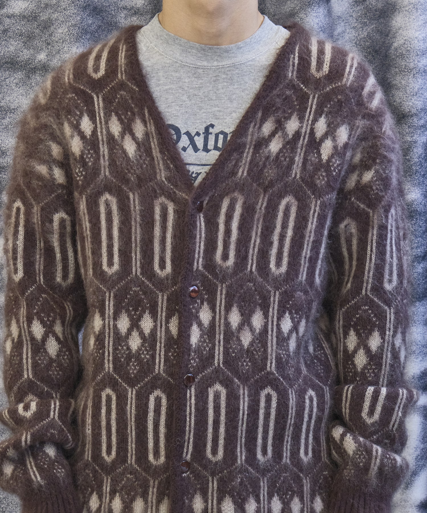 Mohair Cardigan Geometric Needles