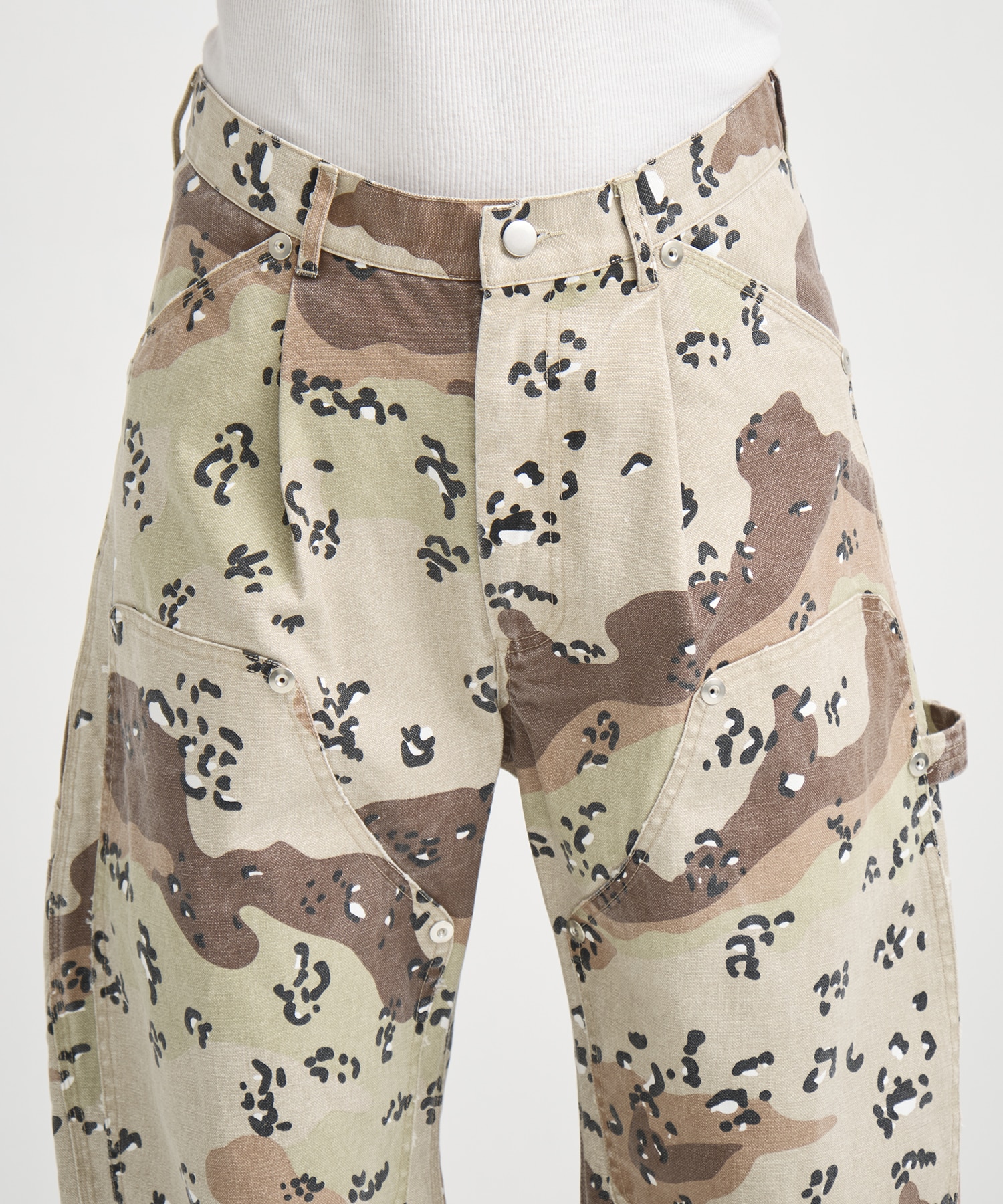 CAMO DUCK DOUBLE KNEE CURVED LEG PANTS CONZ