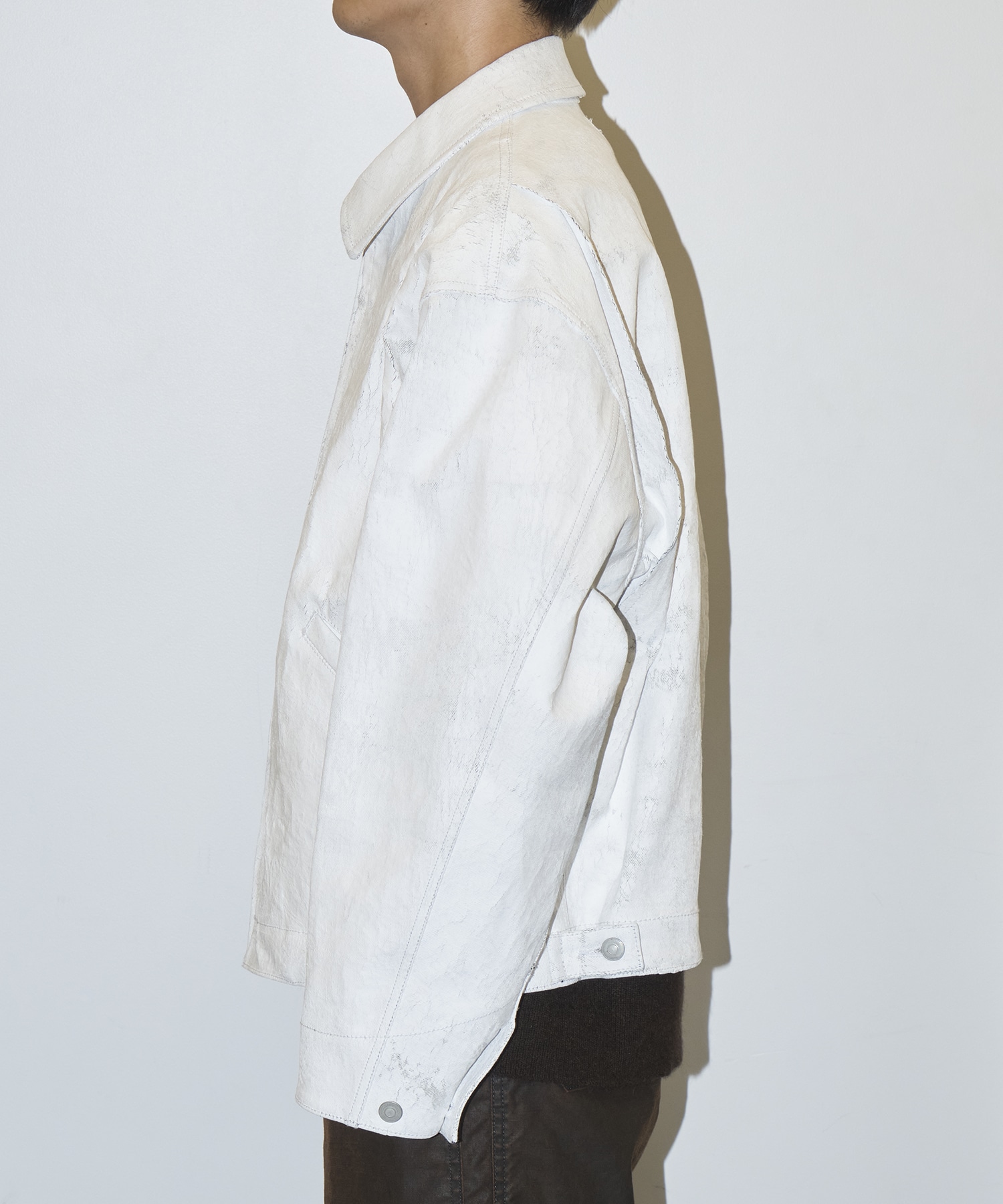 COTTON White Painted Zip Blouson Nomat