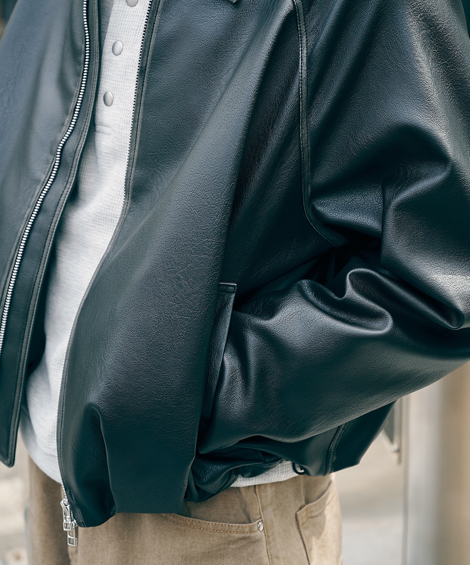 BALOON ZIP UP JACKET FAUX LEATHER CONZ