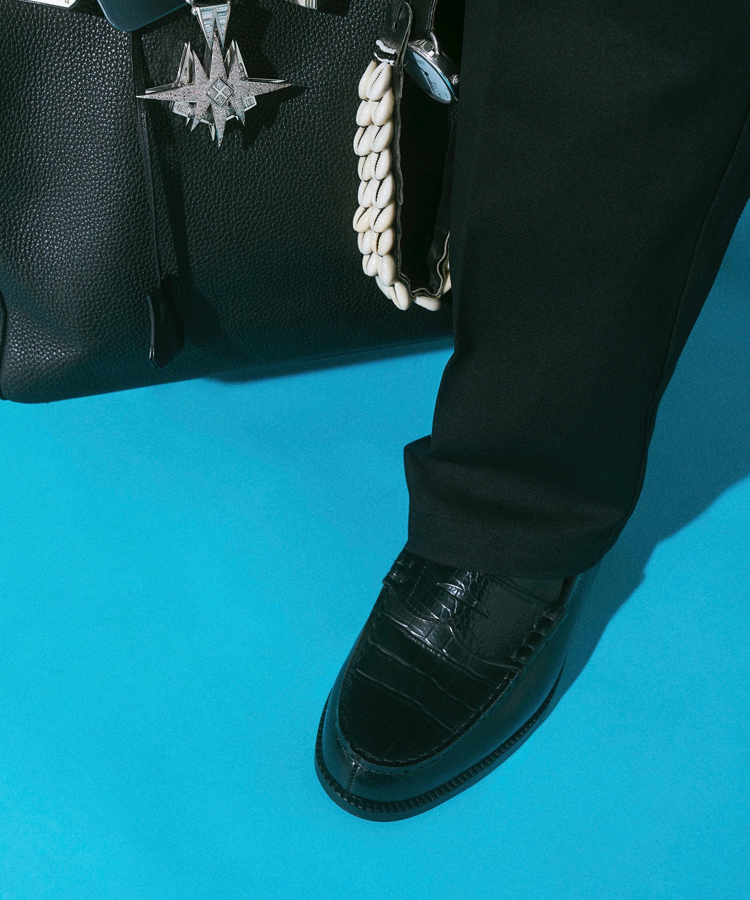 EMBOSSED LOAFERS BLACK CROCODILE COMBI The Kenford FINESHOES