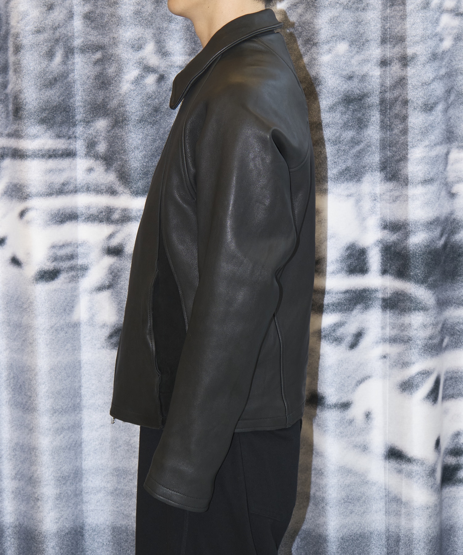 LEATHER PANELED ZIP UP JACKET NVRFRGT