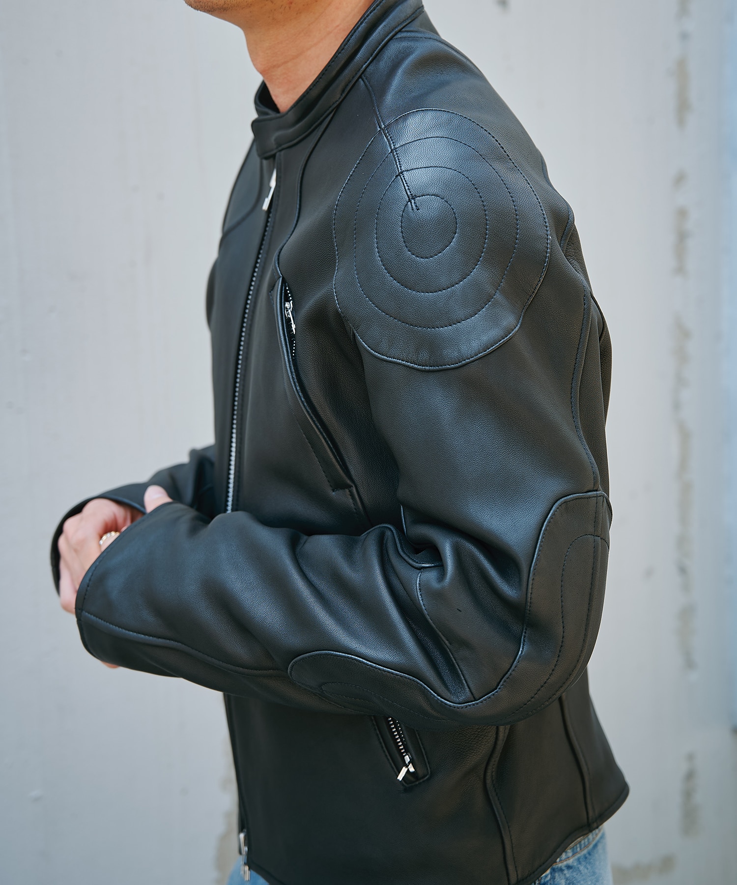 LEATHER MOTORCYCLE JACKET NVRFRGT