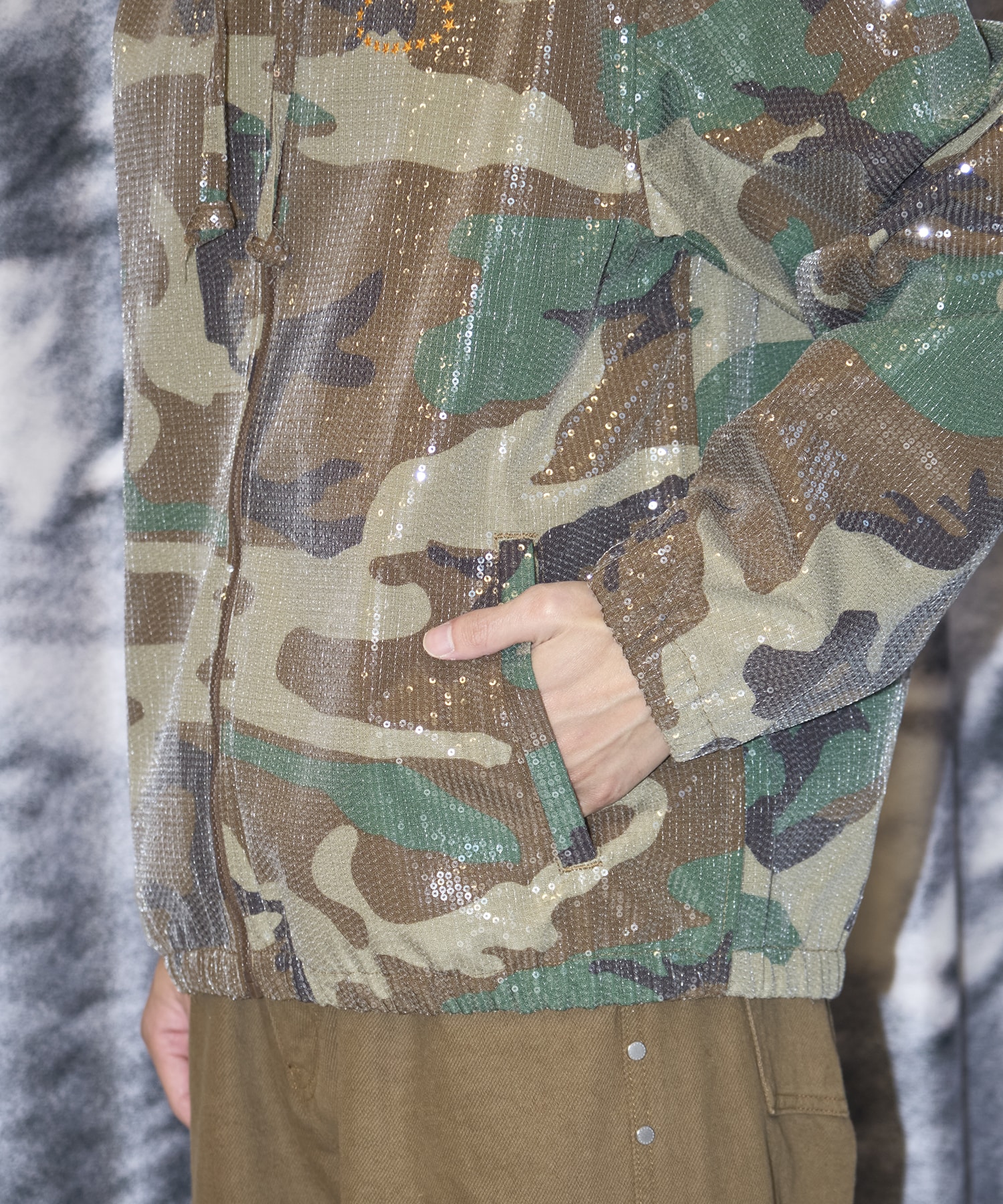 HOODED SPANGLE JACKET WOODLAND CAMO AFB