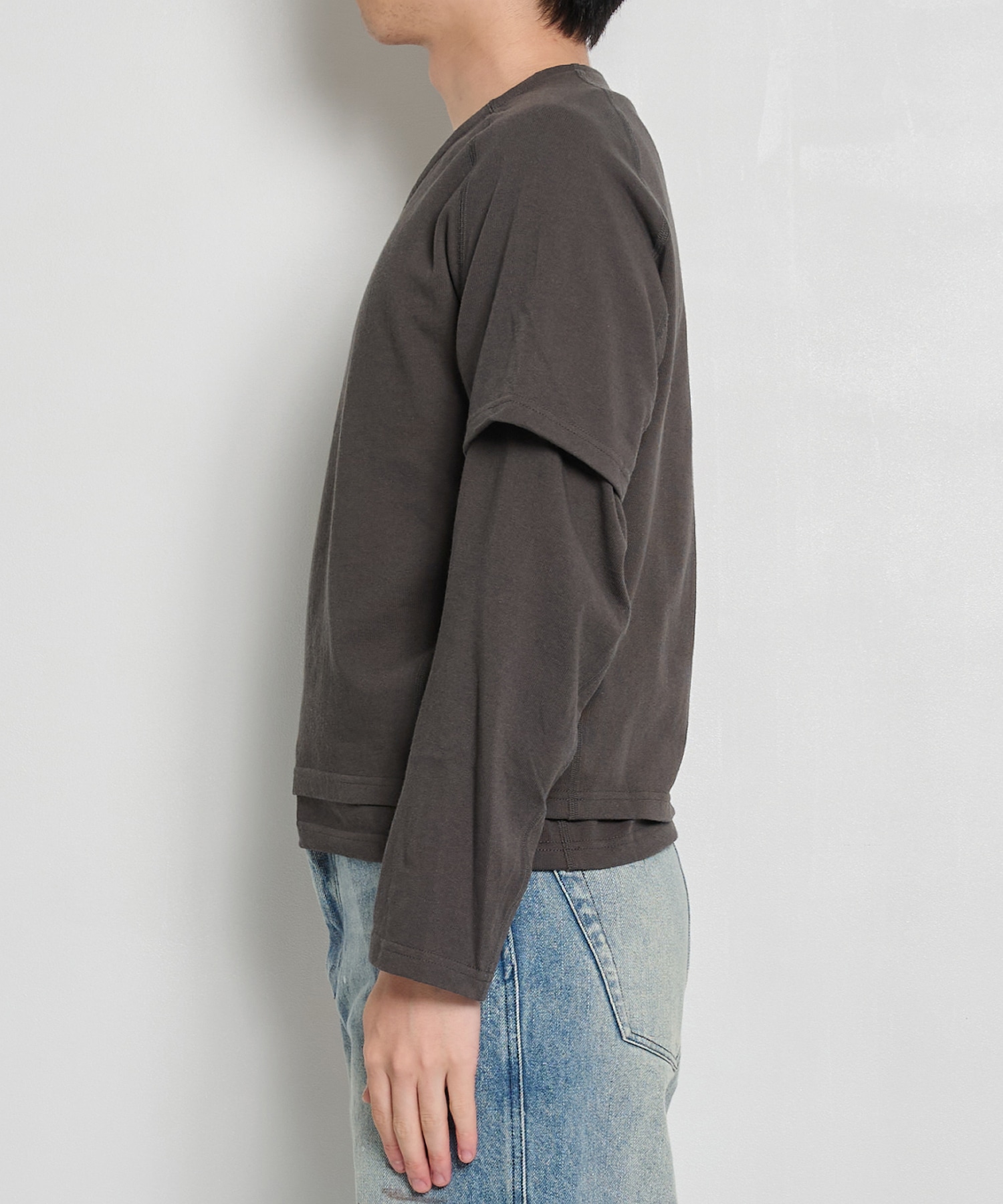 One Side Half Long Sleeve T-Shirts Cotton  OPPOSE DUALITY
