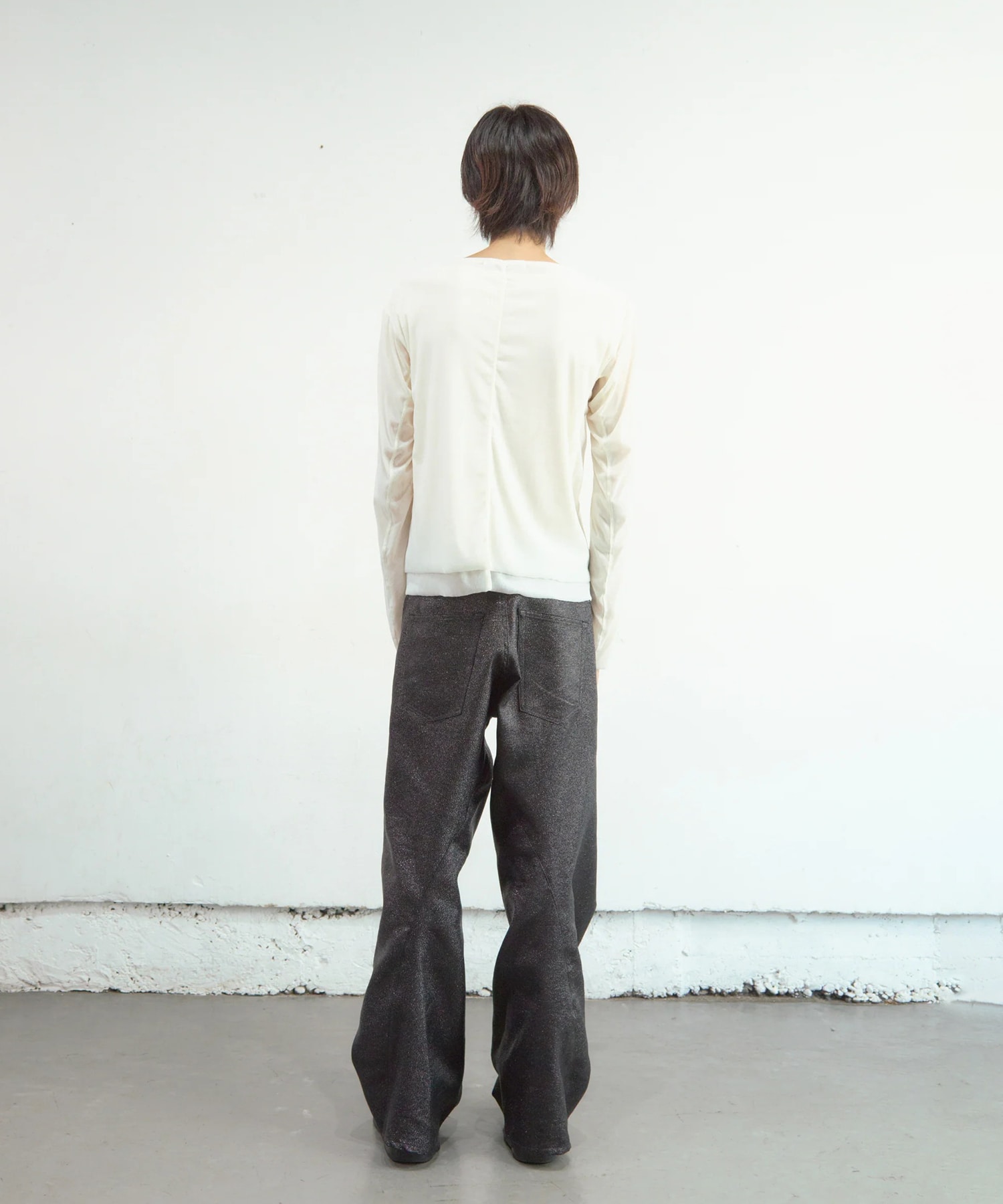 GLITTER TWILL 3D TWISTED WIDE LEG 5P PANTS NVRFRGT