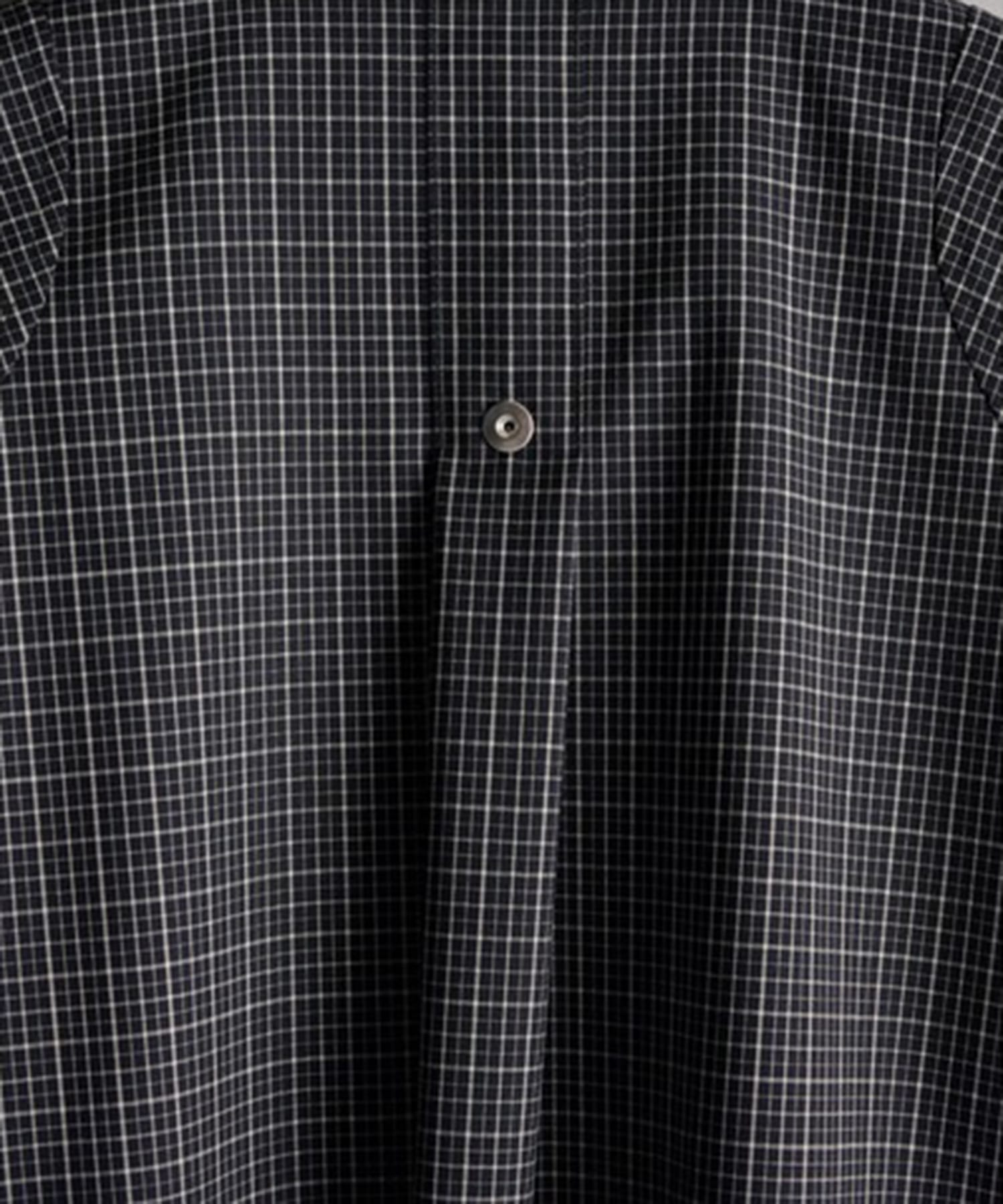 cropped open collar short sleeve shirt check CONZ