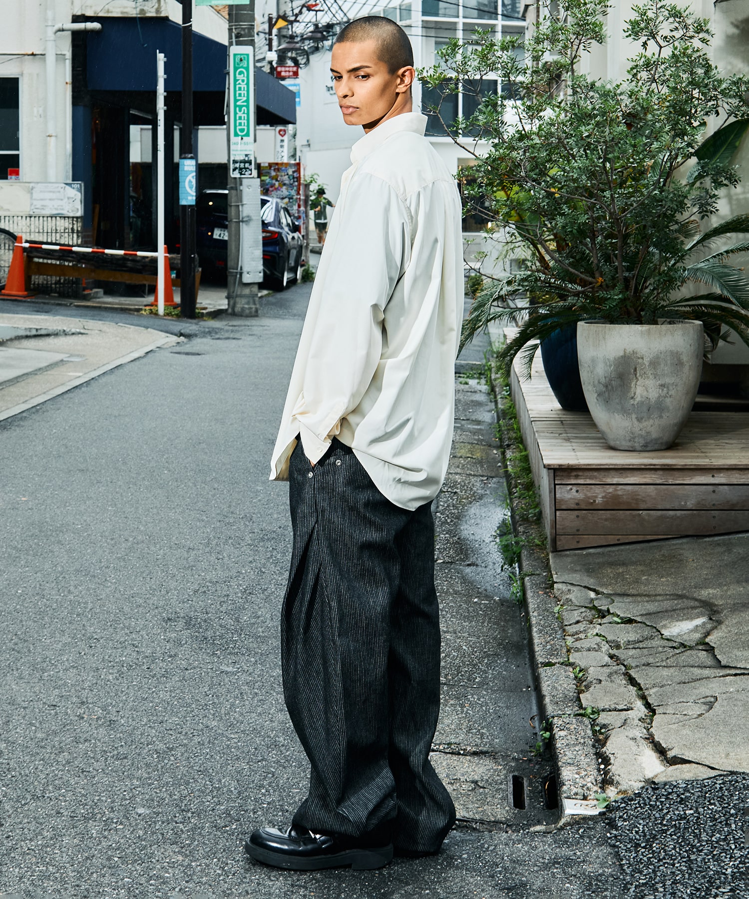 curve leg trousers pique denim 2.0 CONZ