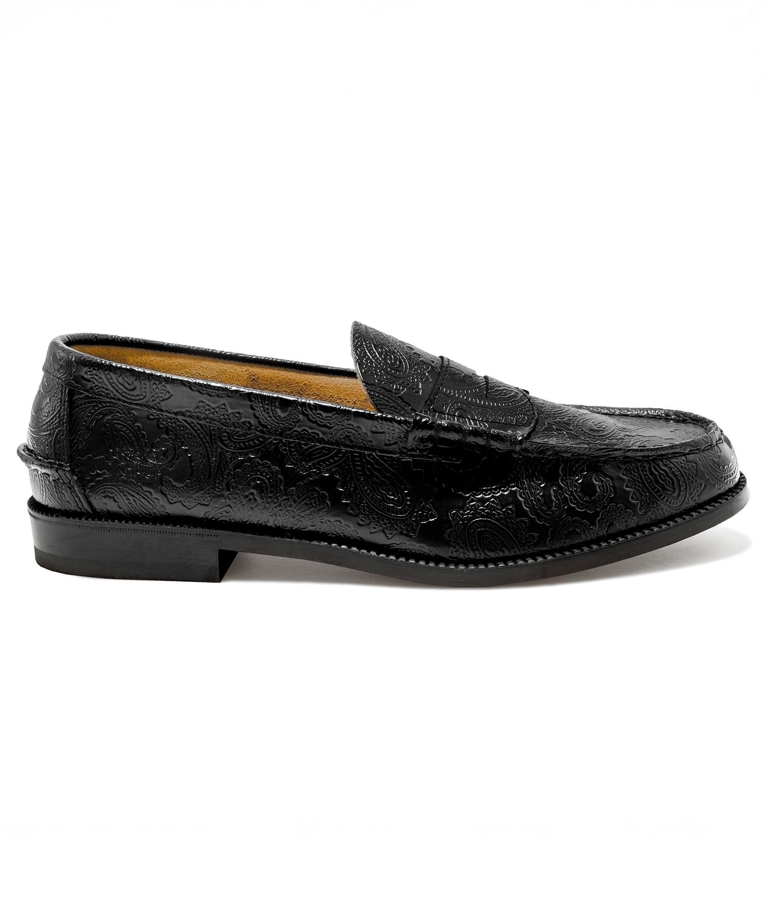 EMBOSSED LOAFERS BLACK PAISLEY The Kenford FINESHOES