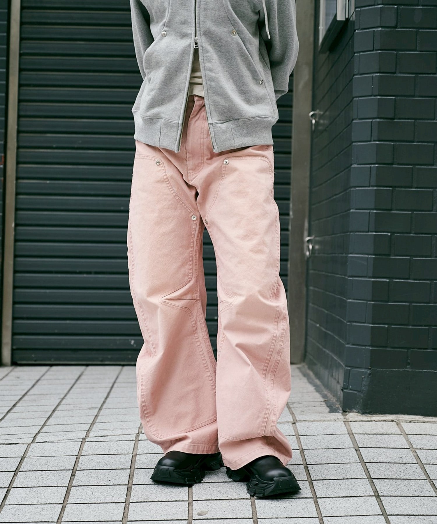 BASICKS×DUCK DOUBLE KNEE CURVED LEG PANTS BASICKS