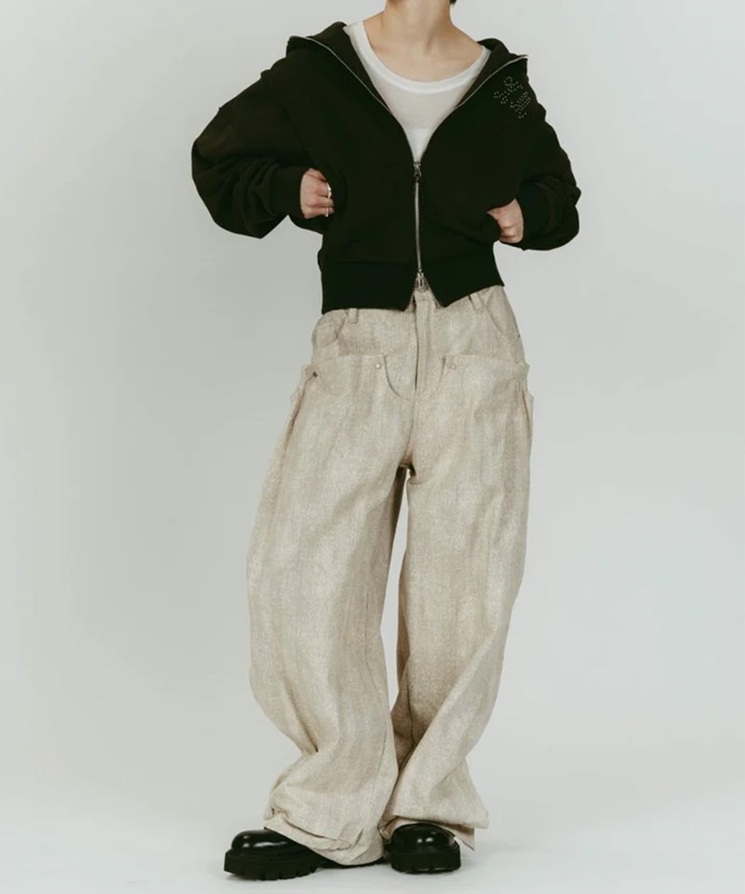 cling drape denim pants(unisex) Knuth Marf