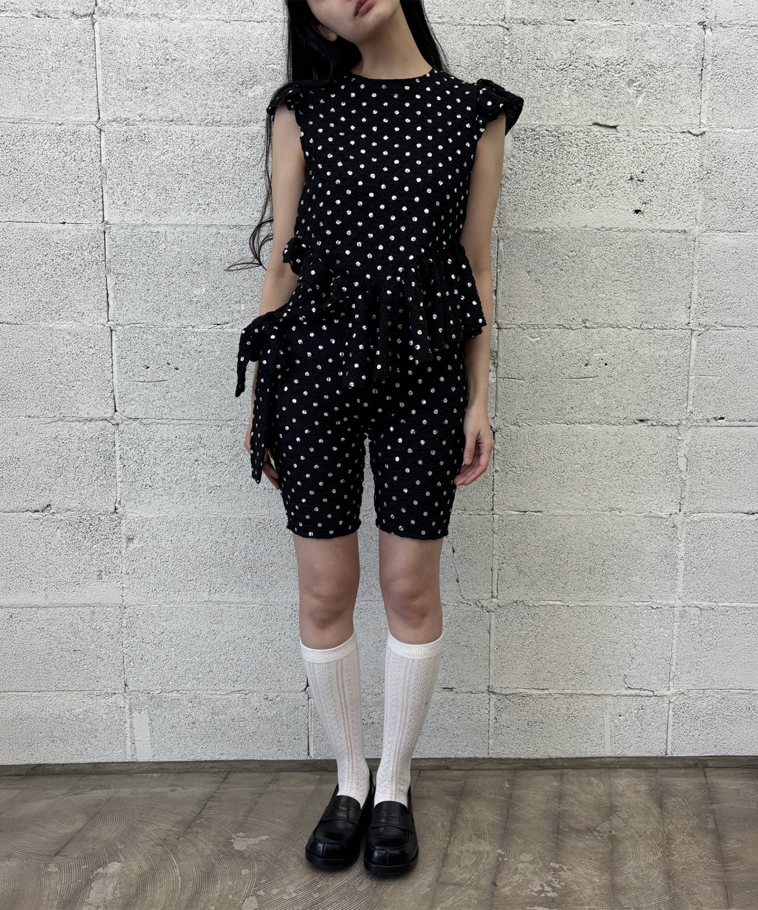 Polka dot print cycling shorts naokitomizuka