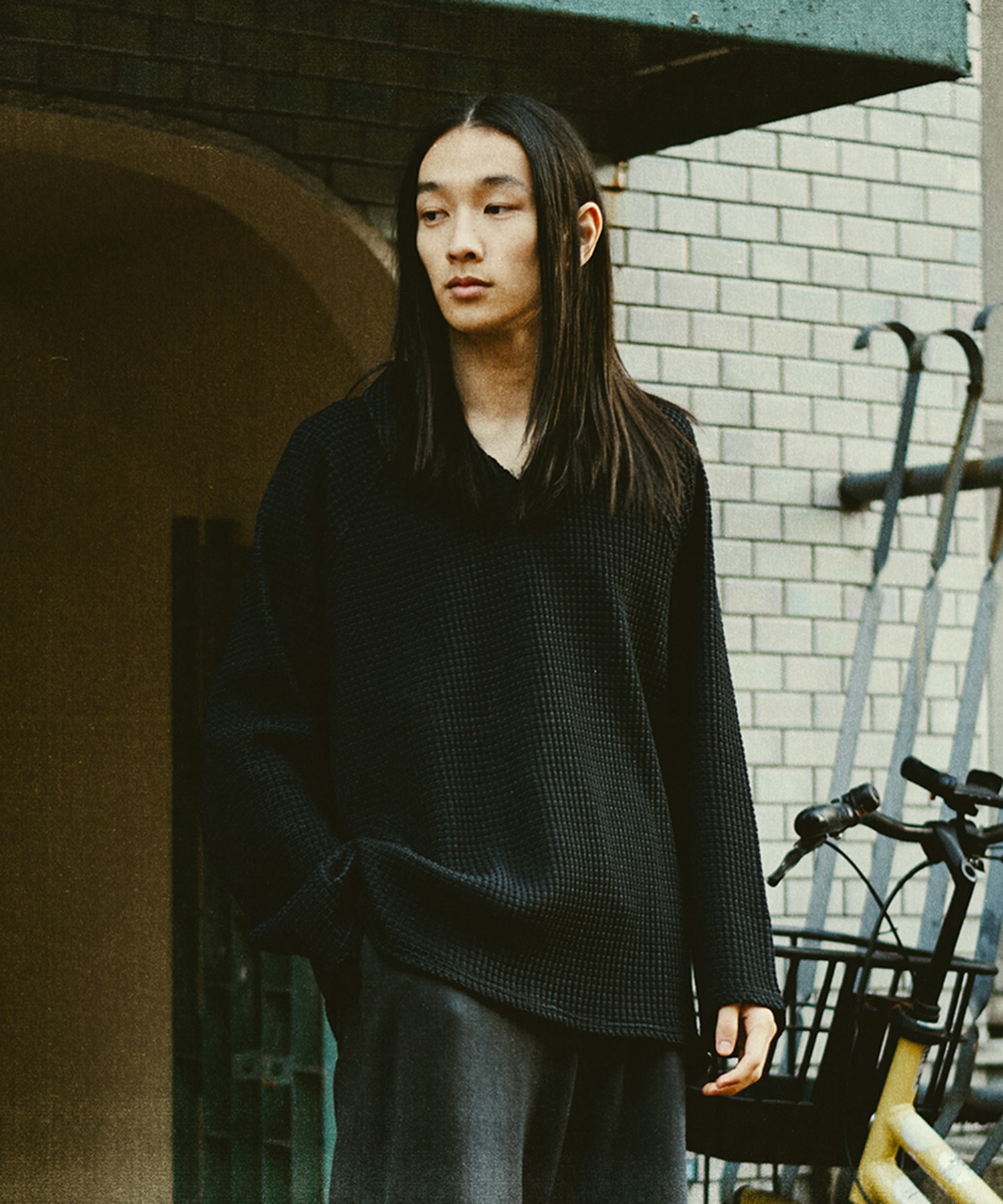 別注 Big Waffle V-Neck Shirt