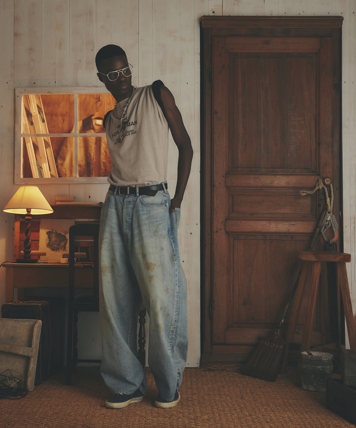 FRESH MAN DENIM WIDE PANTS USED(3 BLUE): refomed: MENS｜CONZ