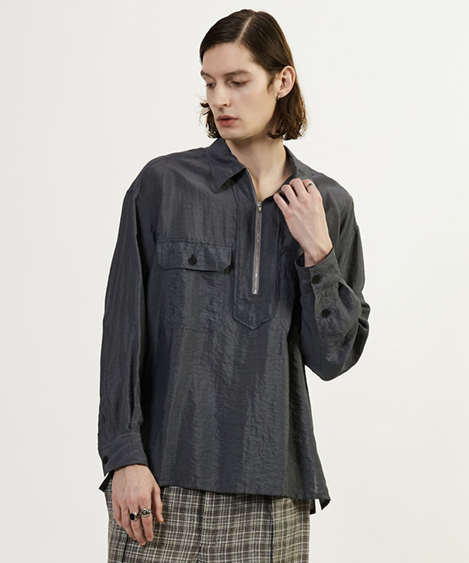 WASHER TAFFTA HALF ZIP SHIRT