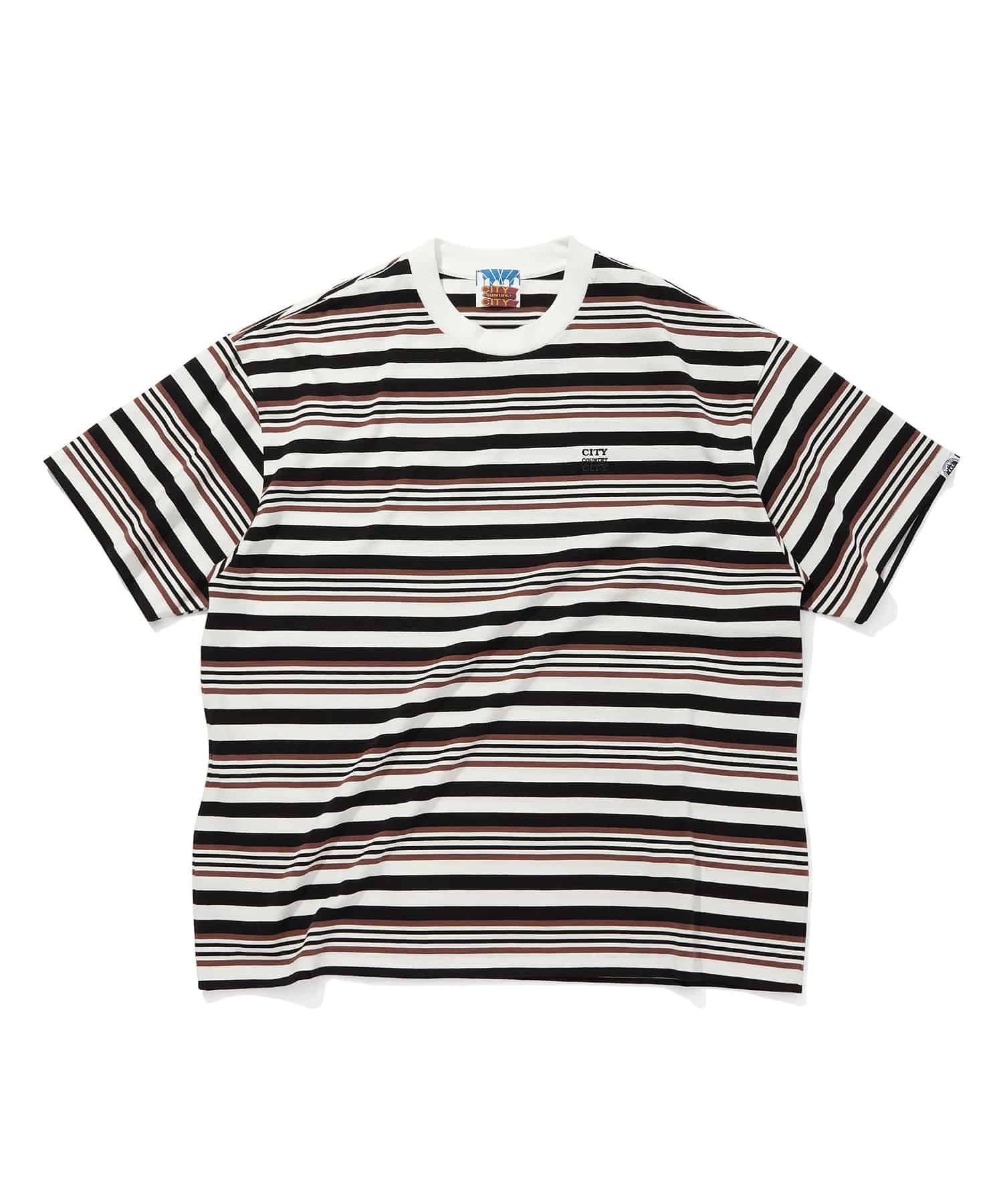 EMBROIDERED LOGO MULTI BORDER T-SHIRT