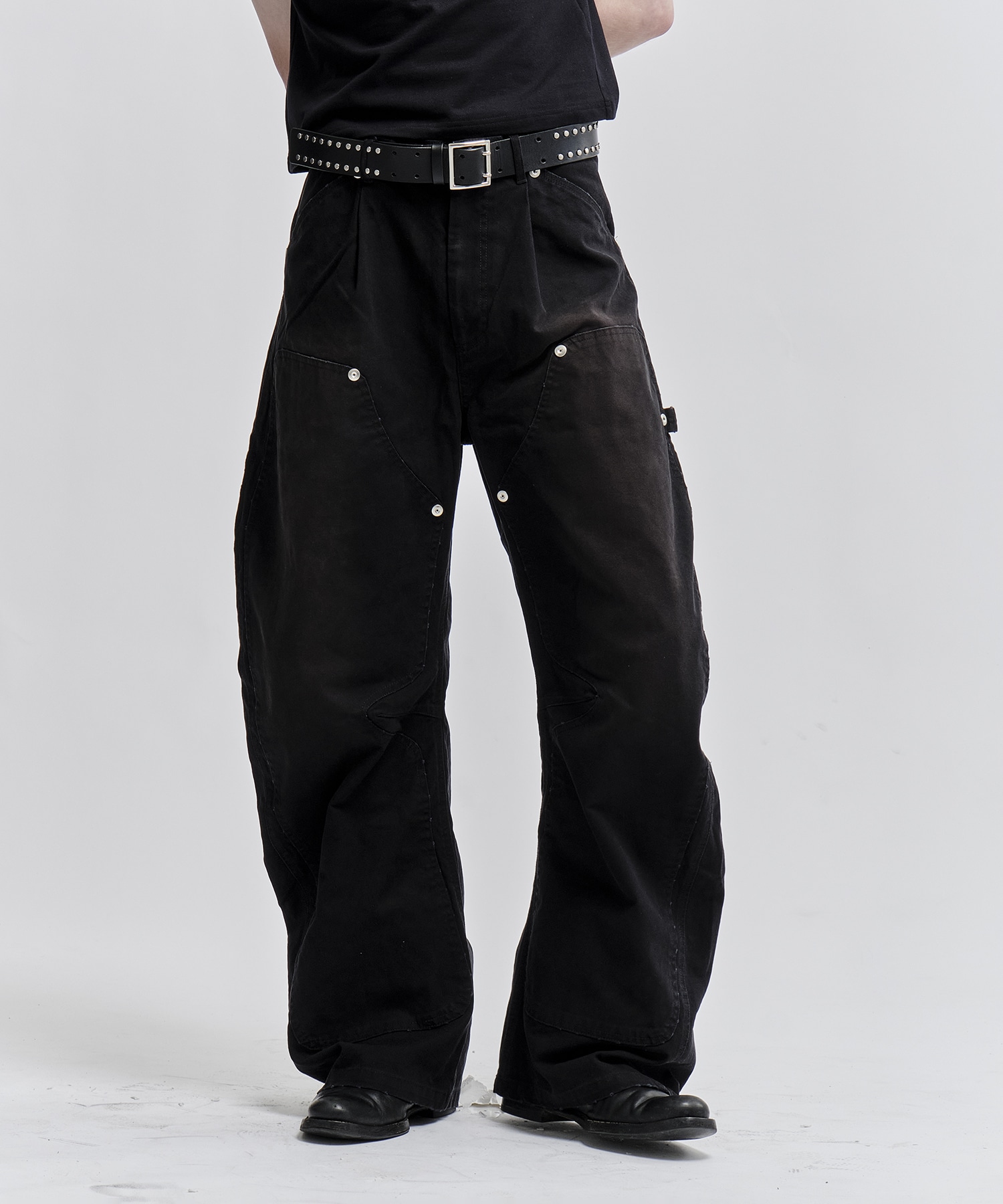 DUCK DOUBLE KNEE CURVED LEG PANTS