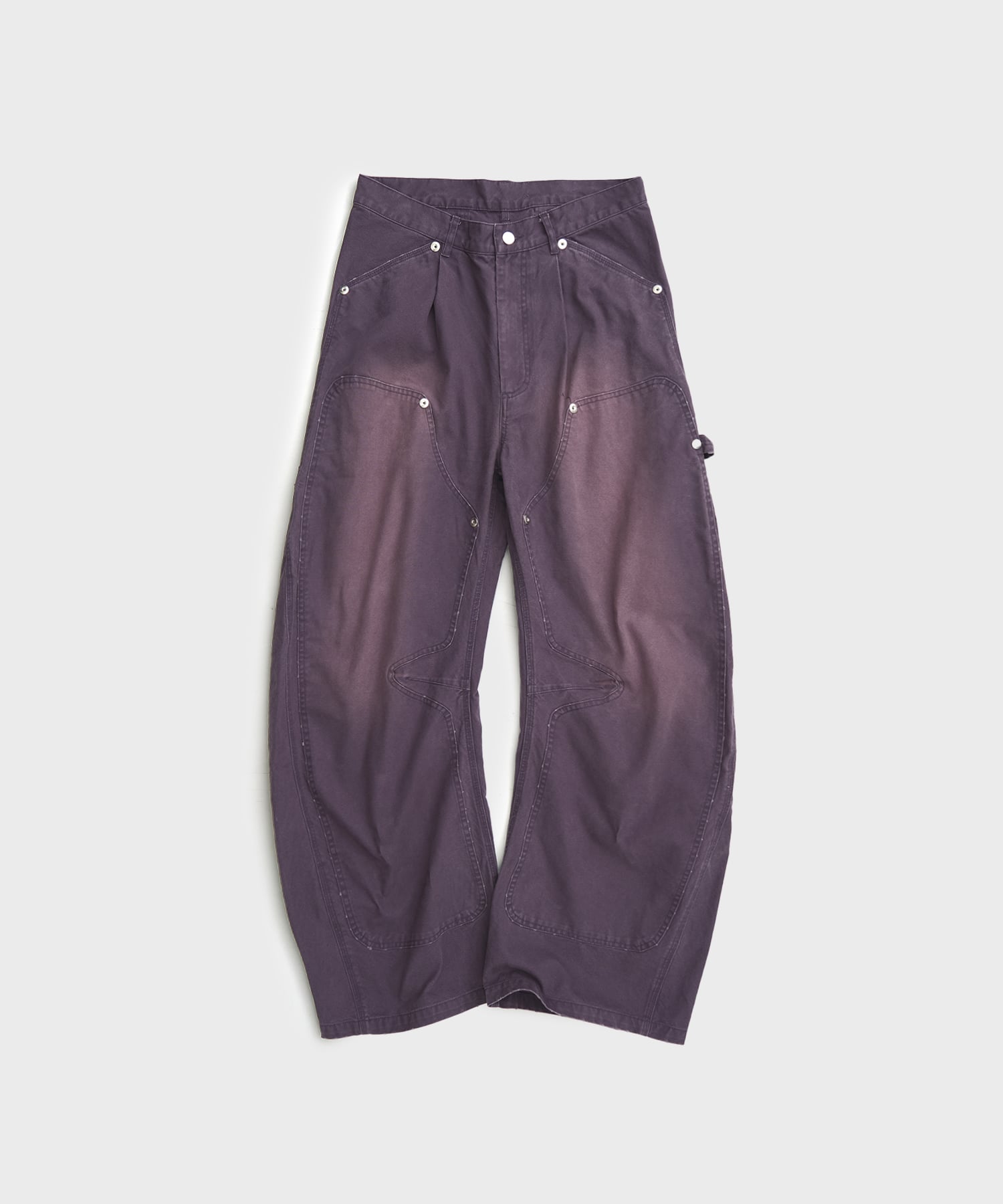 DUCK DOUBLE KNEE CURVED LEG PANTS