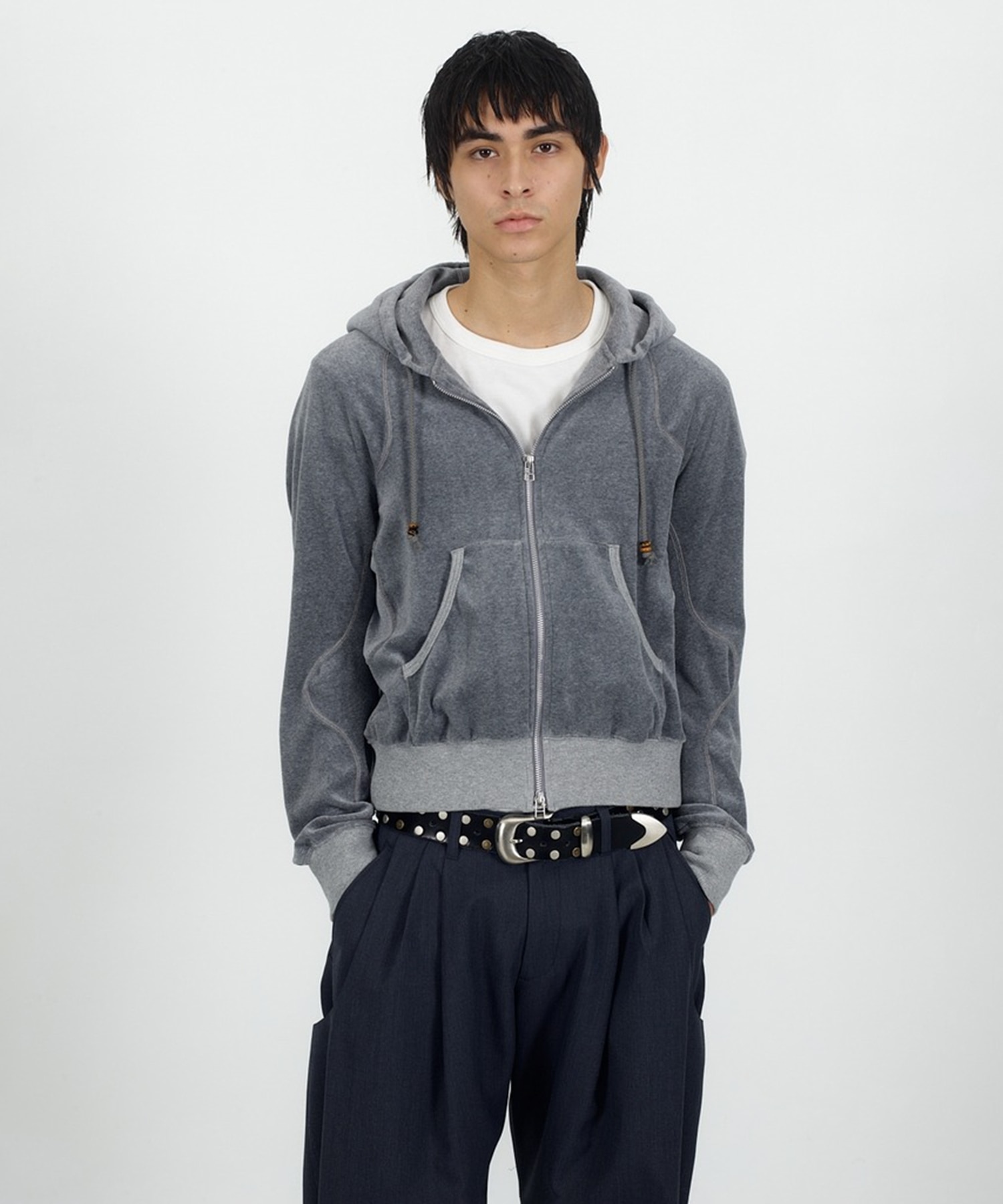 VELOUR ZIP UP HOODIE